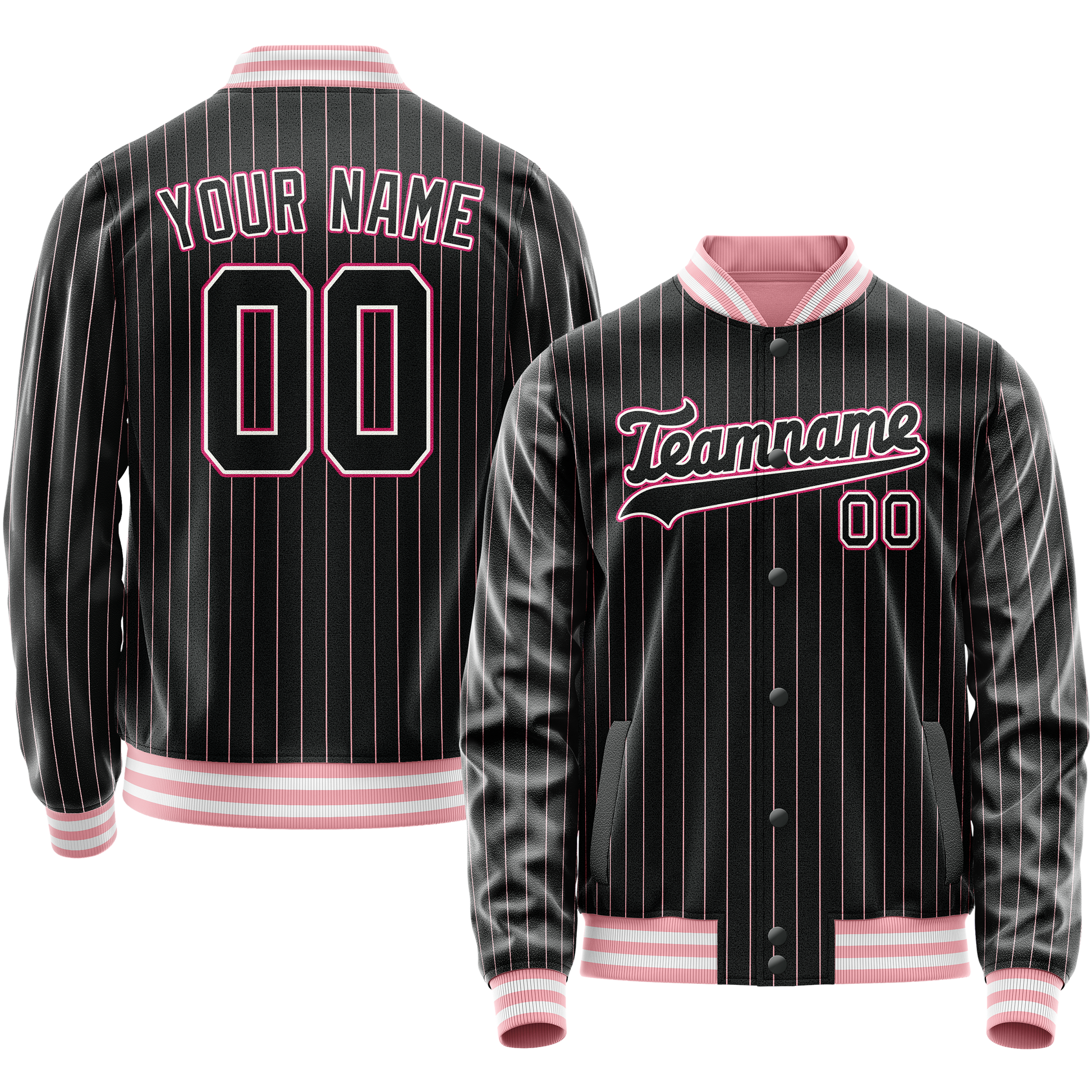 Maßgeschneidertes Schwarz Rosa Collegejacke JA02240617HF036