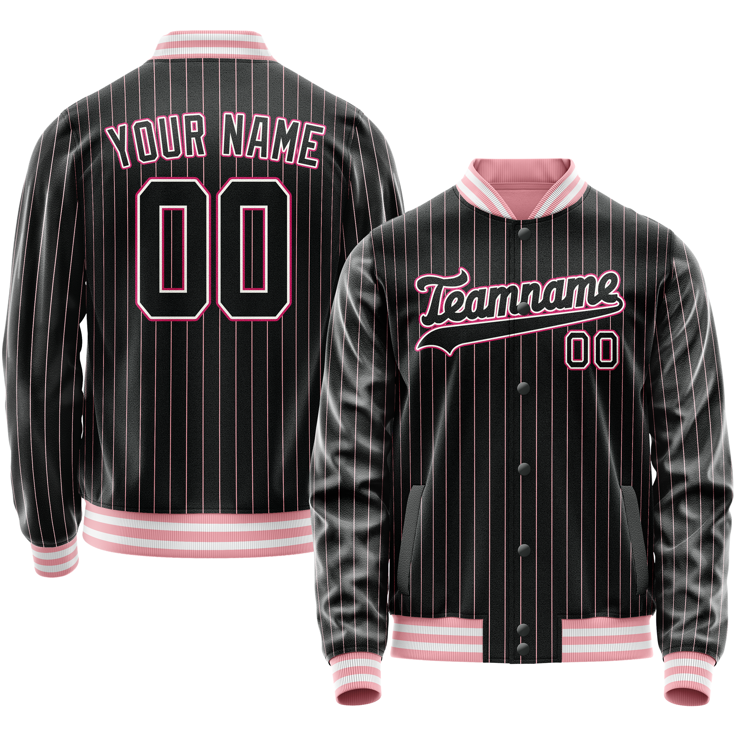Maßgeschneidertes Schwarz Rosa Collegejacke JA02240617HF036