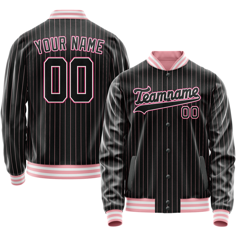 Maßgeschneidertes Schwarz Rosa Collegejacke JA02240617HF036