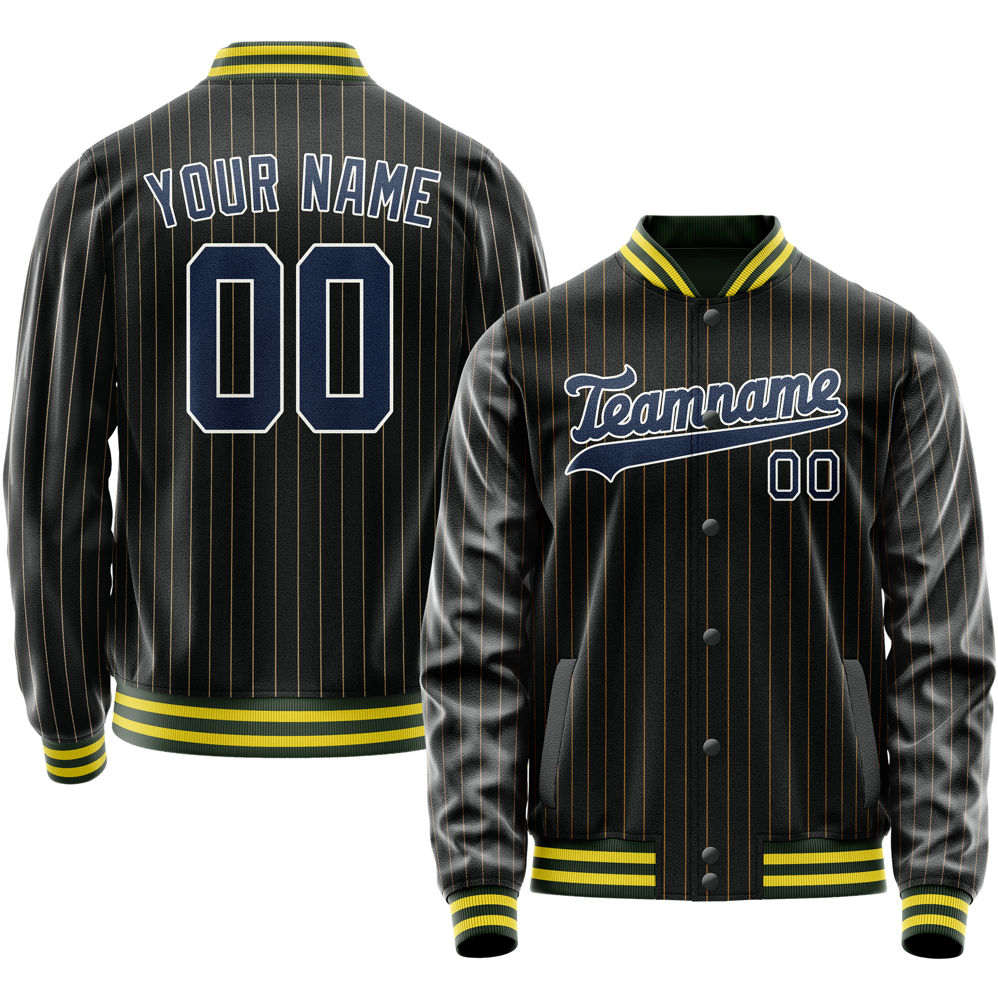 Maßgeschneidertes Schwarz Königsblau Collegejacke JA02240617HF033