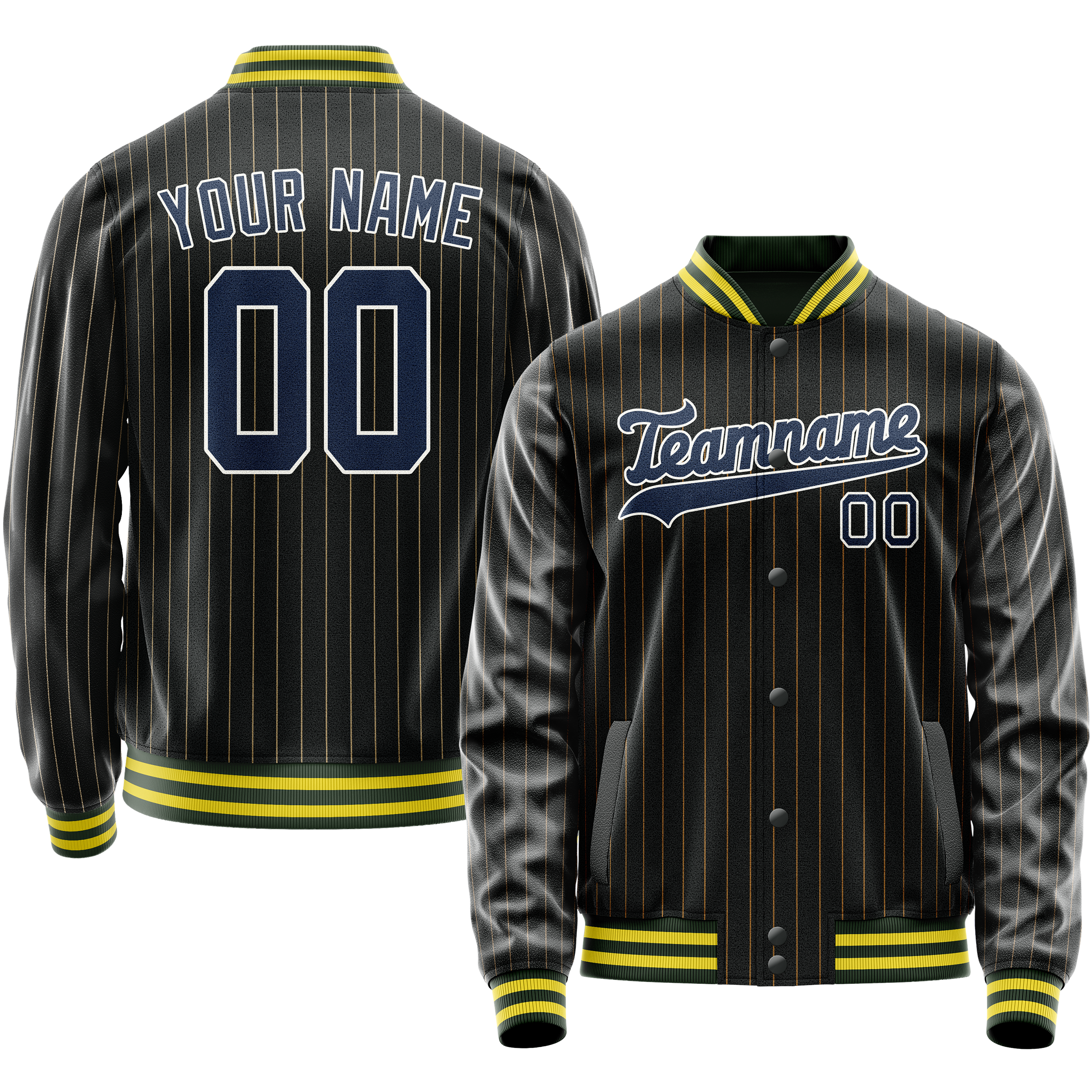 Maßgeschneidertes Schwarz Königsblau Collegejacke JA02240617HF033