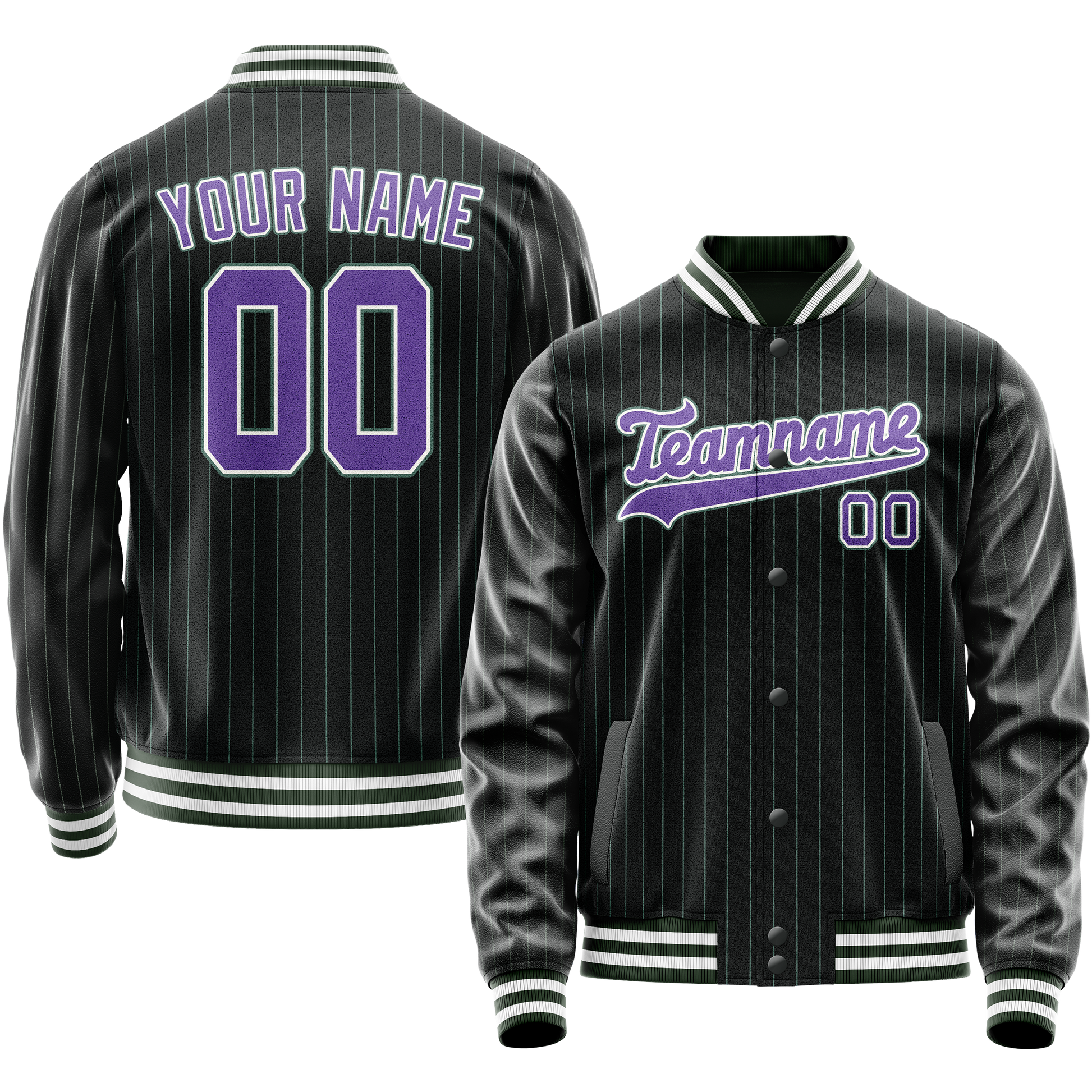 Maßgeschneidertes Schwarz Lila Collegejacke JA02240617HF042