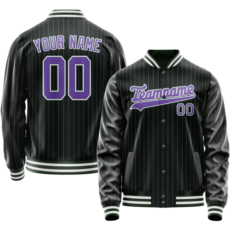 Maßgeschneidertes Schwarz Lila Collegejacke JA02240617HF042