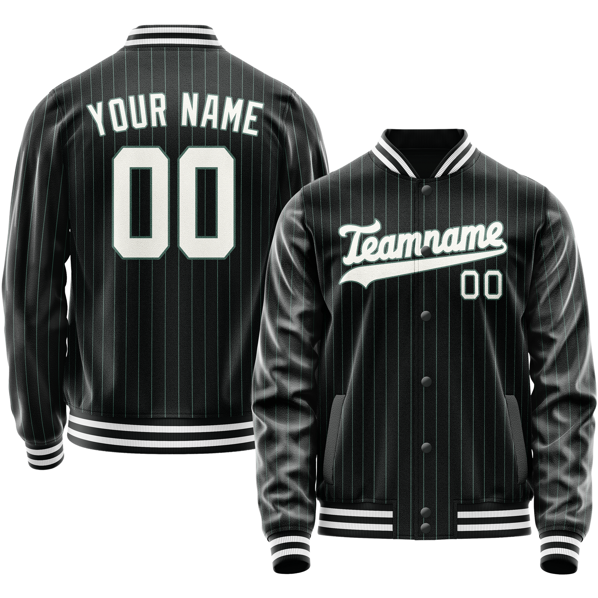 Maßgeschneidertes Schwarz Weiß Collegejacke JA02240617HF052