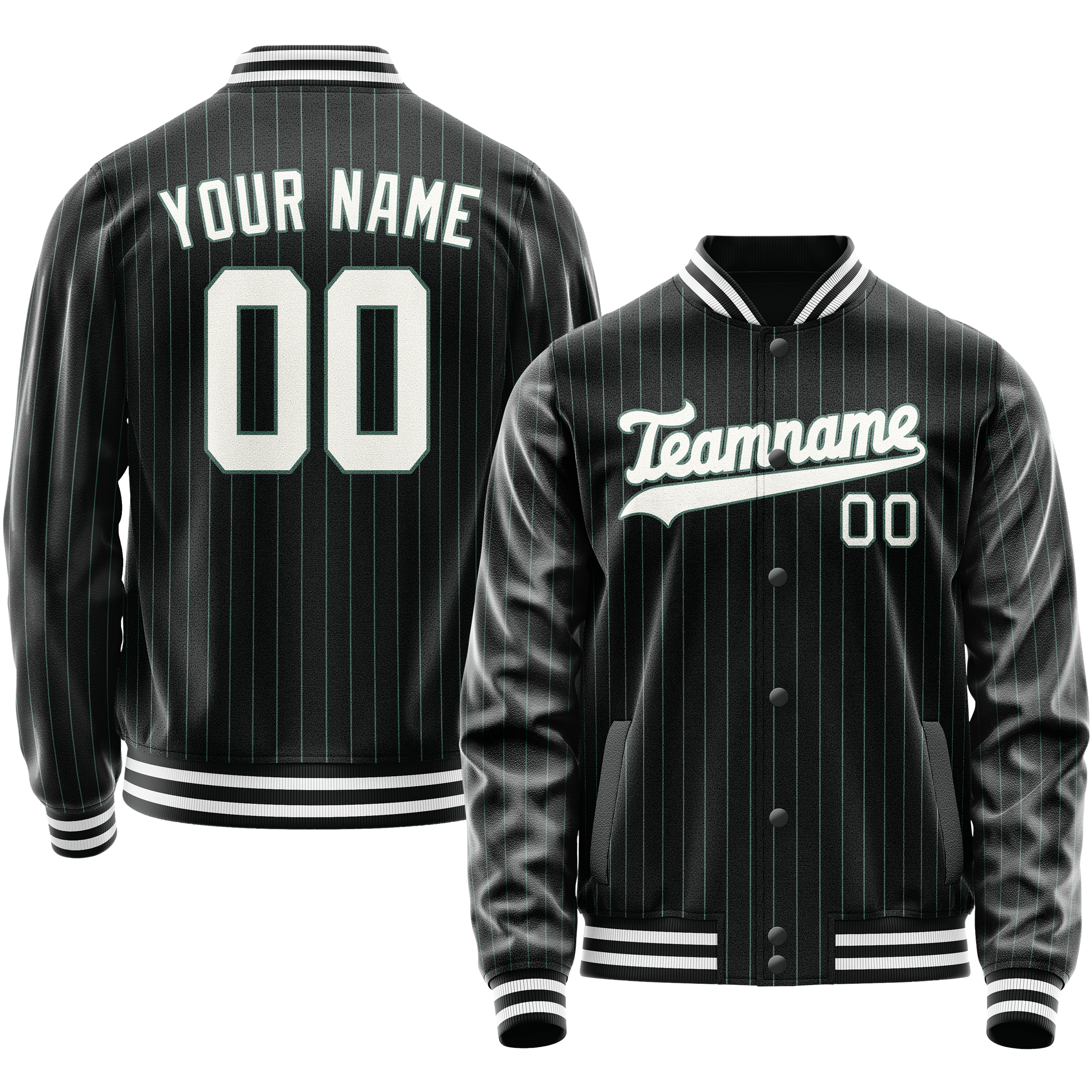 Maßgeschneidertes Schwarz Weiß Collegejacke JA02240617HF052