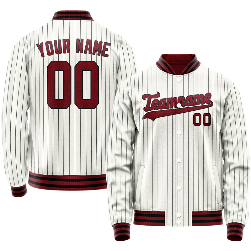 Maßgeschneidertes Weiß Rot Collegejacke JA02240617JC482
