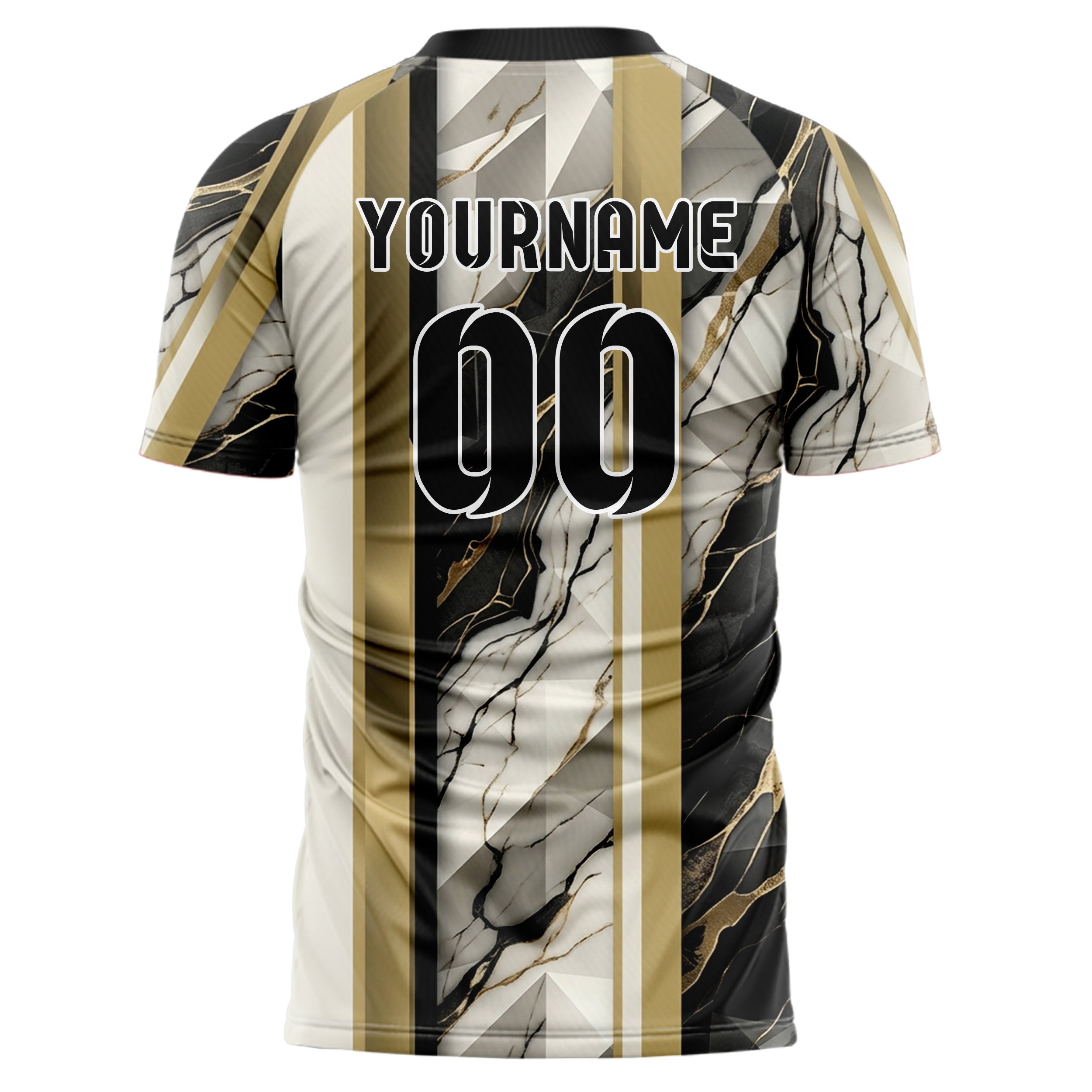 Elfenbein Schwarz Gold Onyx Marmor Aderung individuelles Fußballtrikot