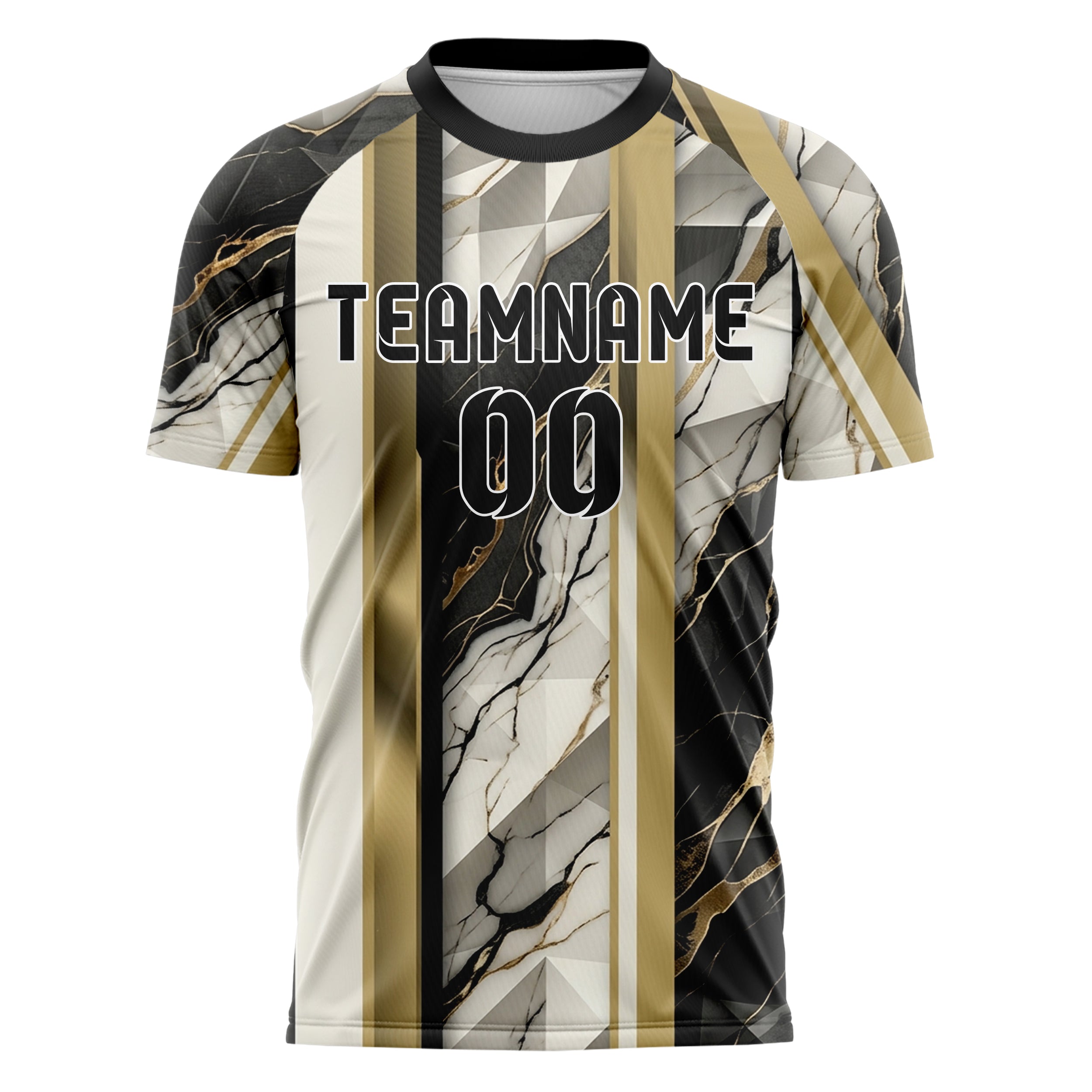 Elfenbein Schwarz Gold Onyx Marmor Aderung individuelles Fußballtrikot