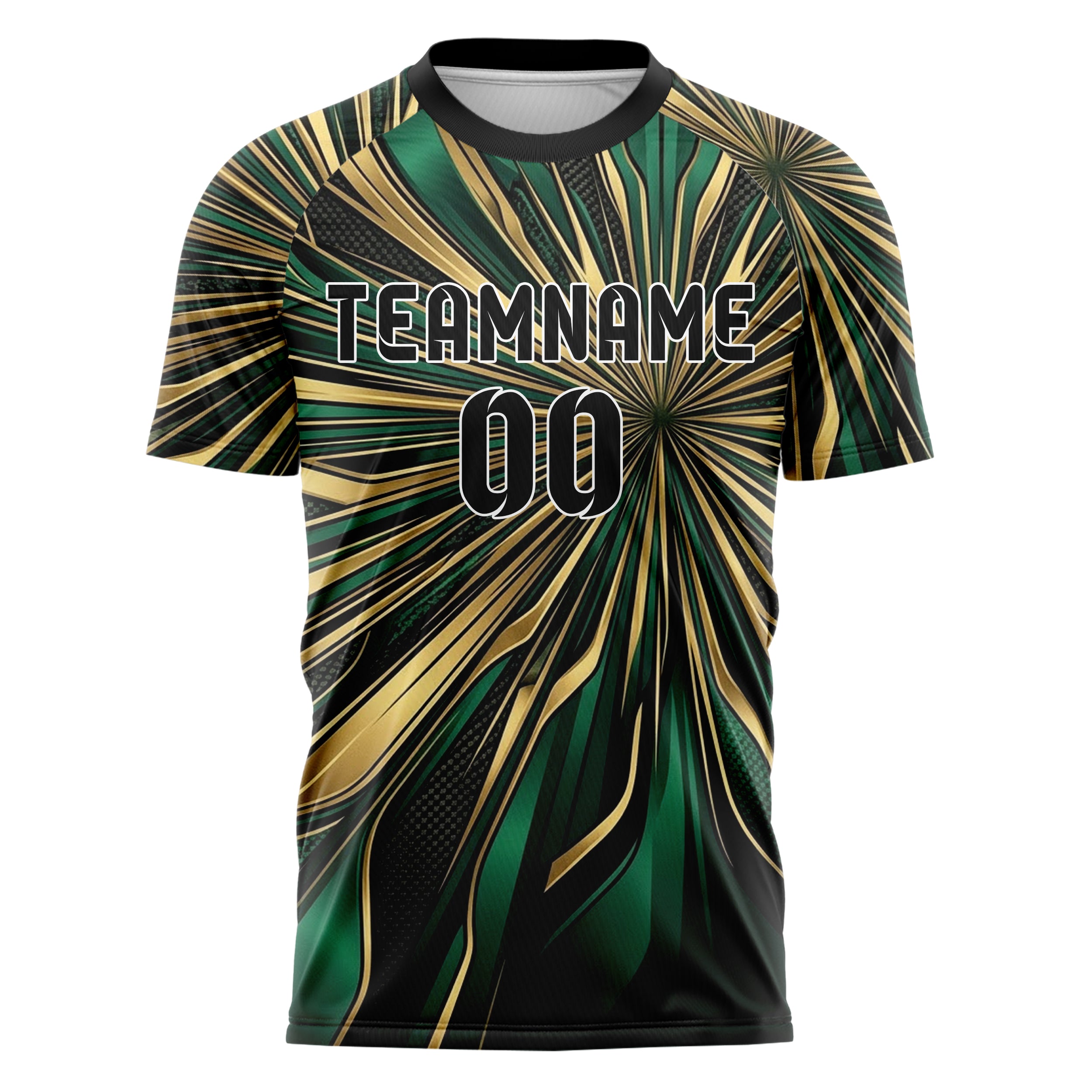 Smaragd Gold Schwarz Carbon Satin Rüstung individuelles Fußballtrikot