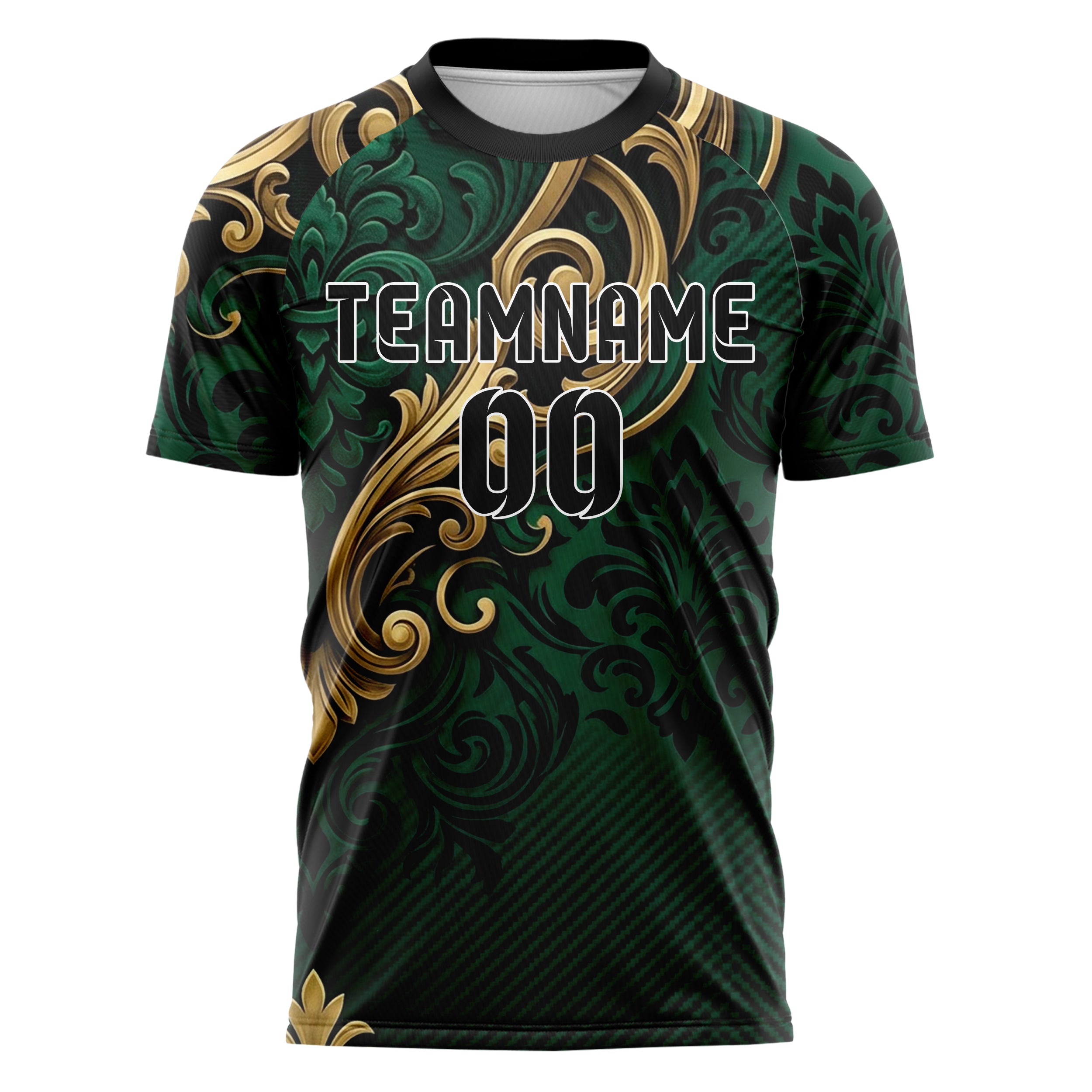 Smaragd Gold Schwarz Samt Barock Schatten individuelles Fußballtrikot