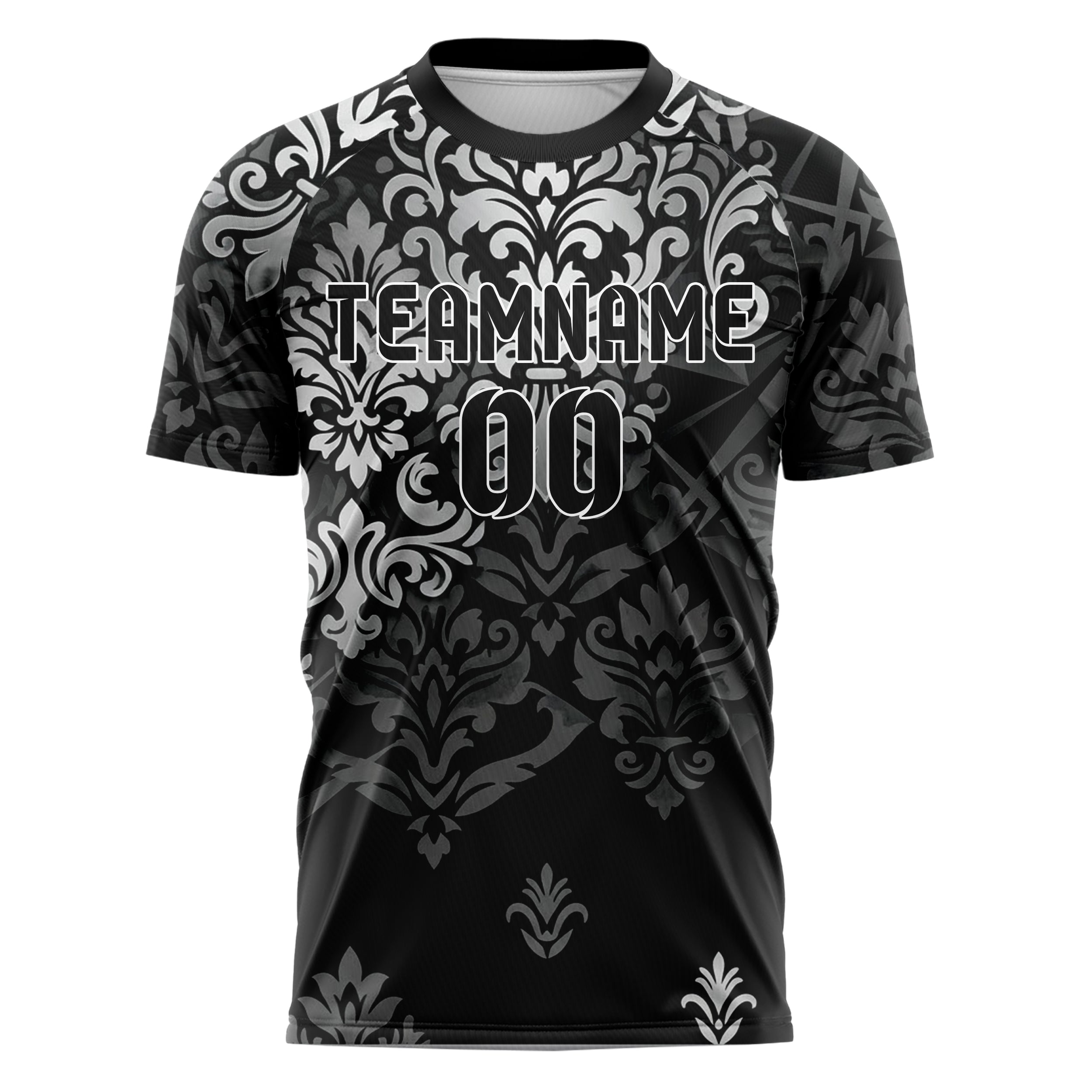 Schwarz Silber Graphit Samt Barock Schatten individuelles Fußballtrikot
