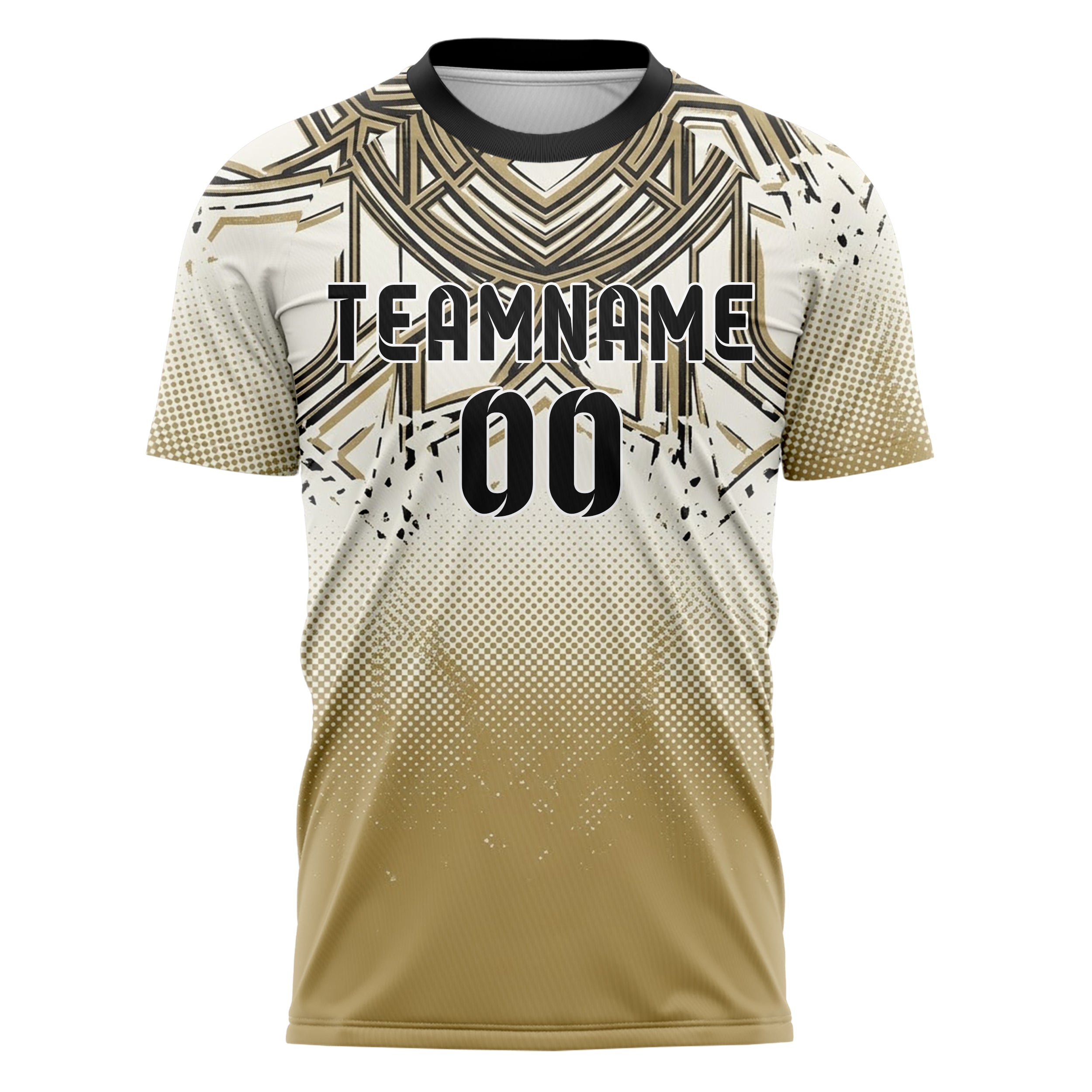 Elfenbein Schwarz Gold geprägt Wappen Relief individuelles Fußballtrikot