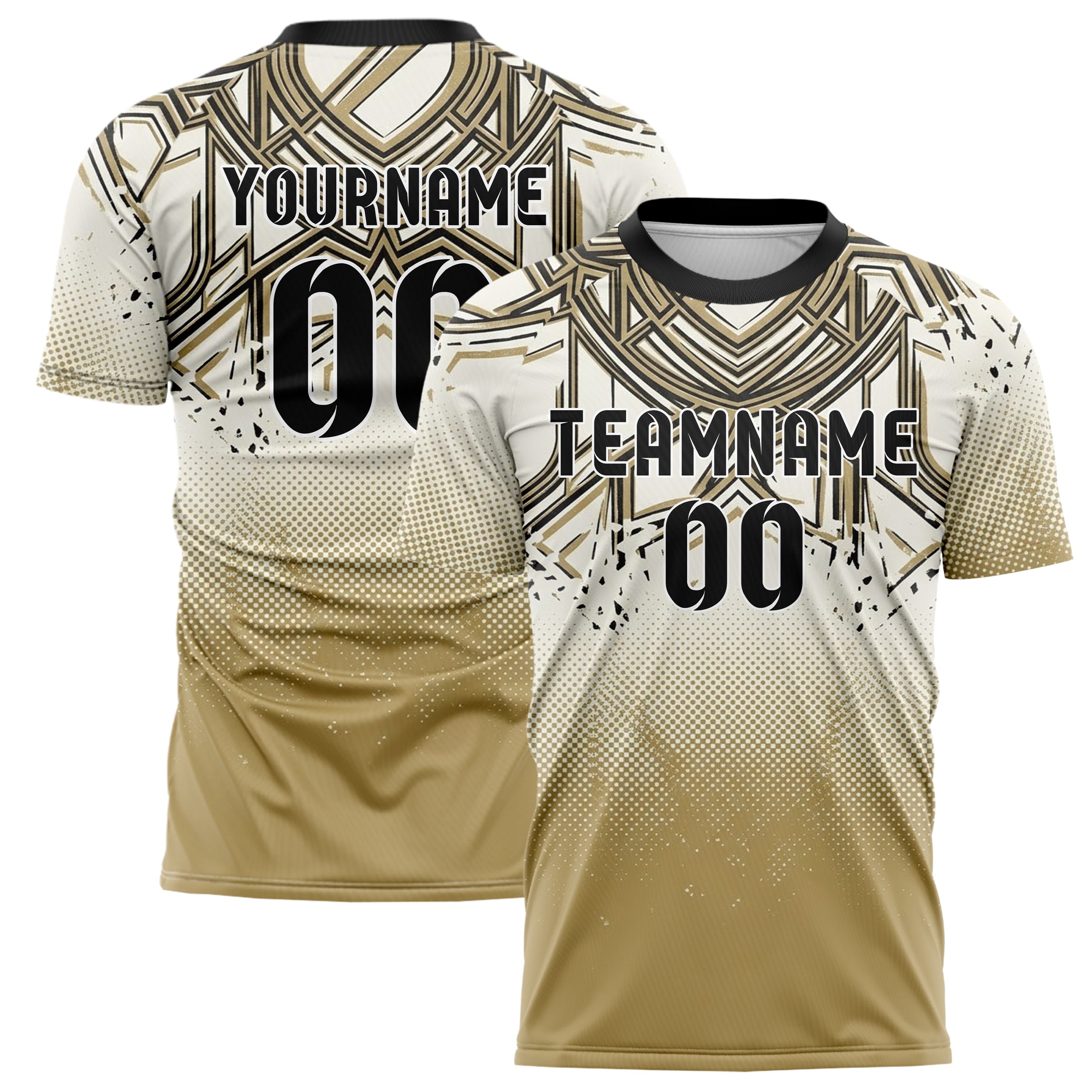 Elfenbein Schwarz Gold geprägt Wappen Relief individuelles Fußballtrikot