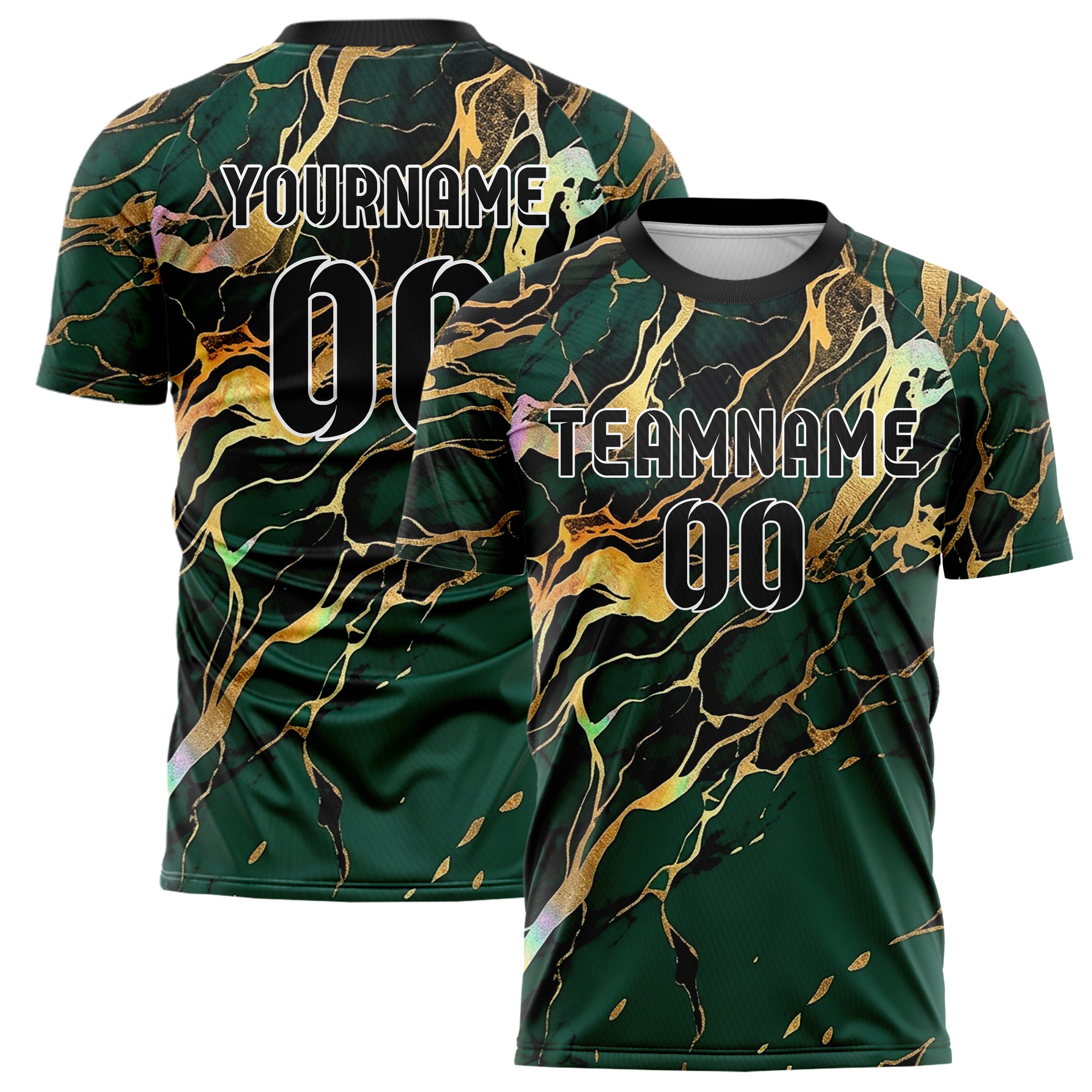Smaragd Gold Schwarz Onyx Marmor Aderung individuelles Fußballtrikot