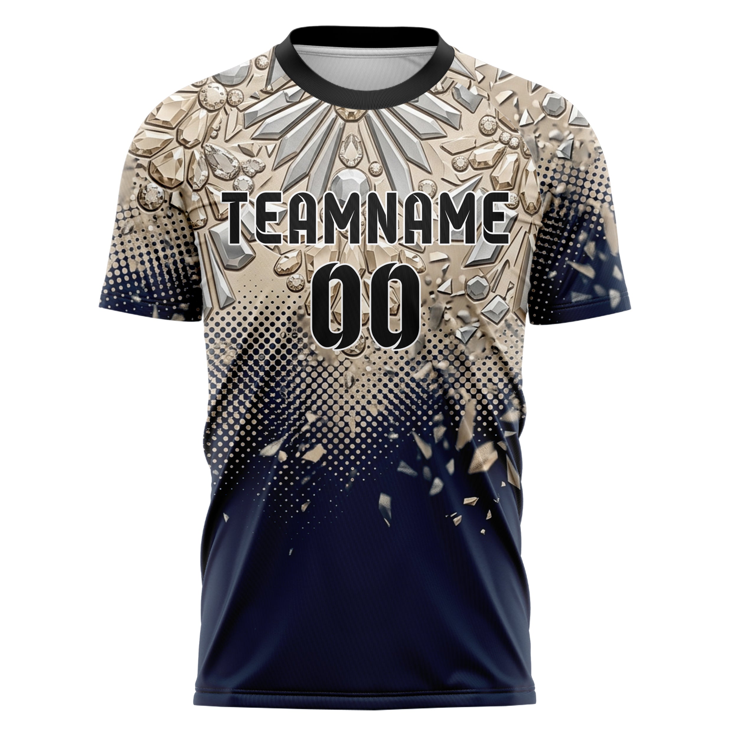 Marineblau Champagner Silber Schmuck Facette Kaskade individuelles Fußballtrikot