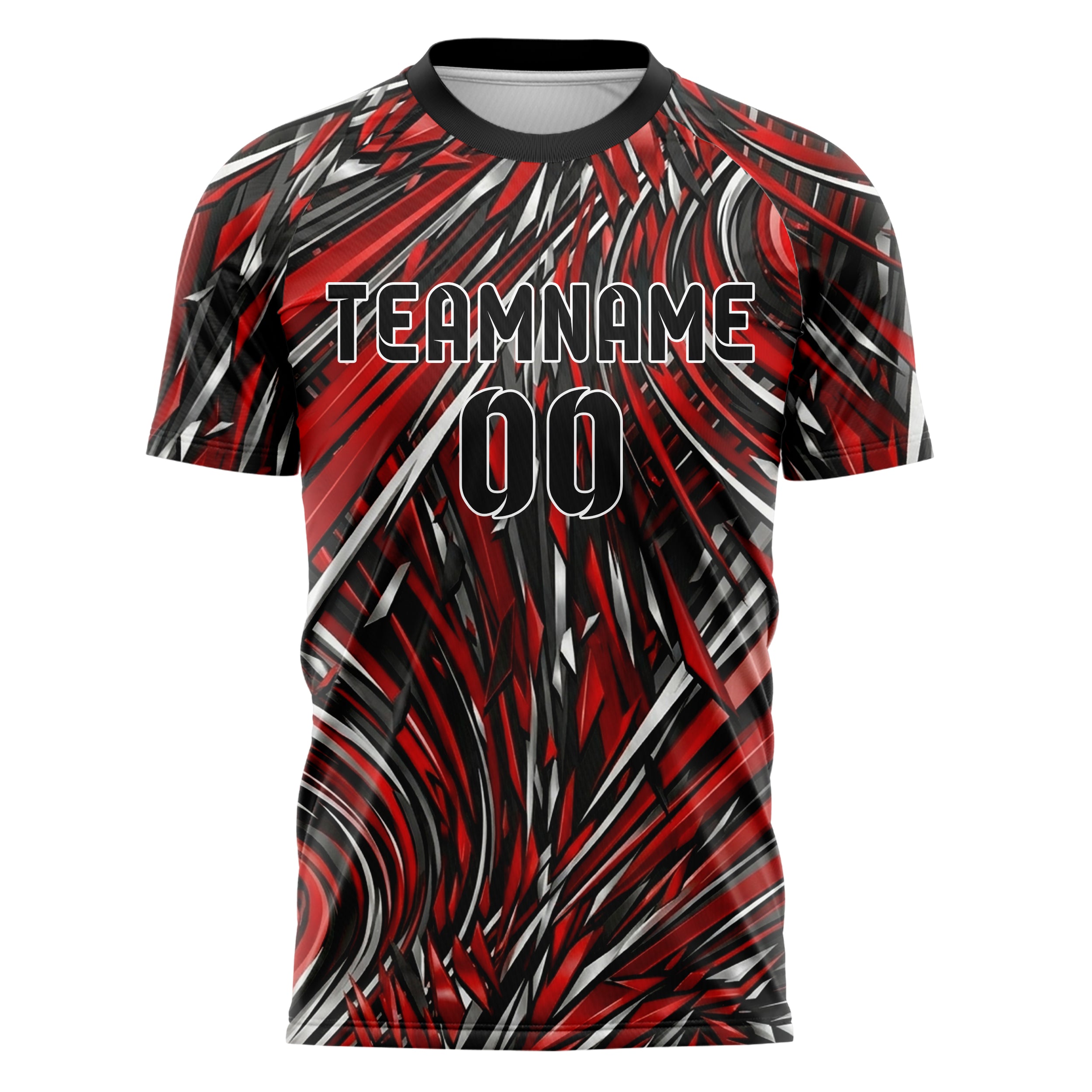 Schwarz Rot Weiß Silber Apex Geschwindigkeit Linien individuelles Fußballtrikot