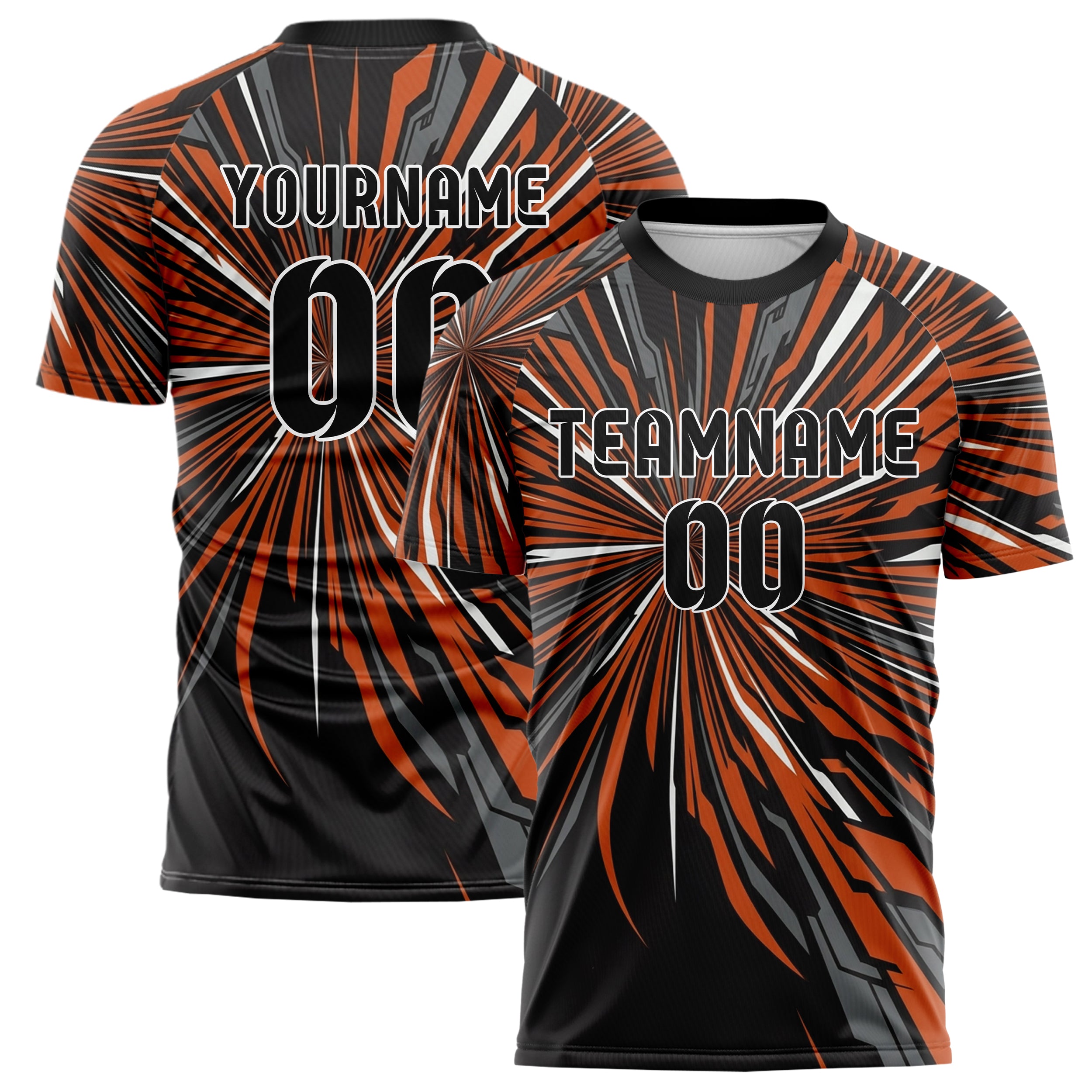 Schwarz Orange Weiß Metallgrau Apex Geschwindigkeit Linien individuelles Fußballtrikot