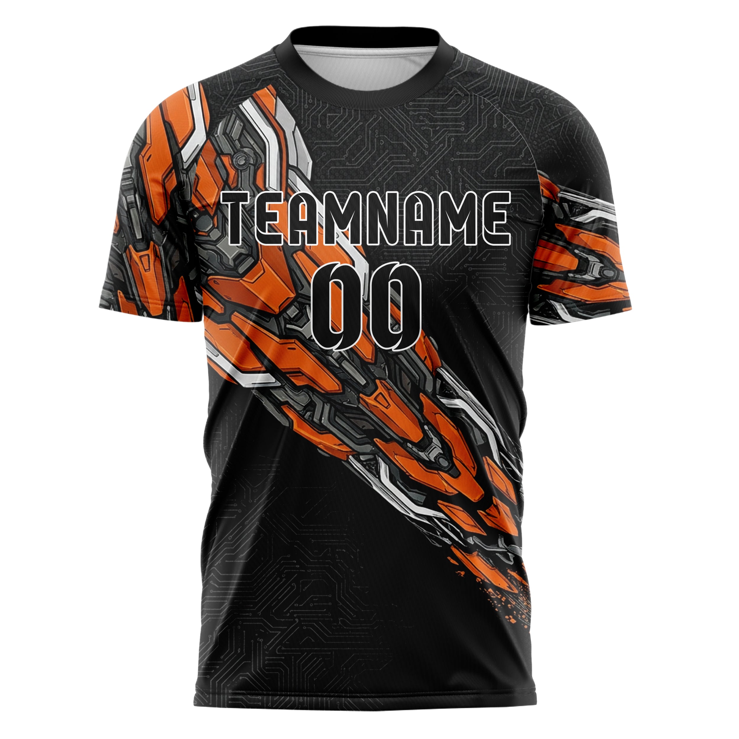 Schwarz Orange Weiß Metallgrau Ausdauer Lackierung Blöcke individuelles Fußballtrikot