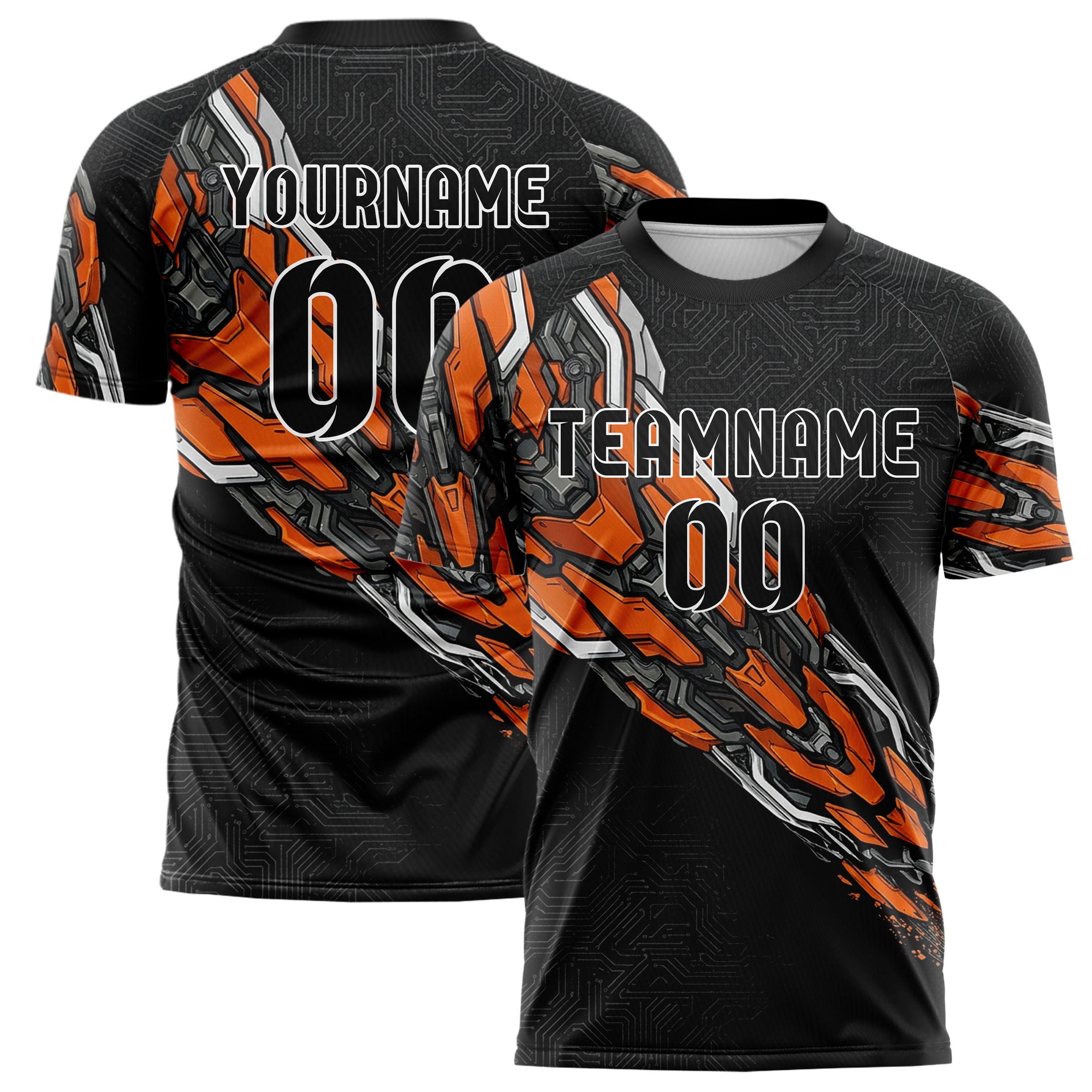 Schwarz Orange Weiß Metallgrau Ausdauer Lackierung Blöcke individuelles Fußballtrikot