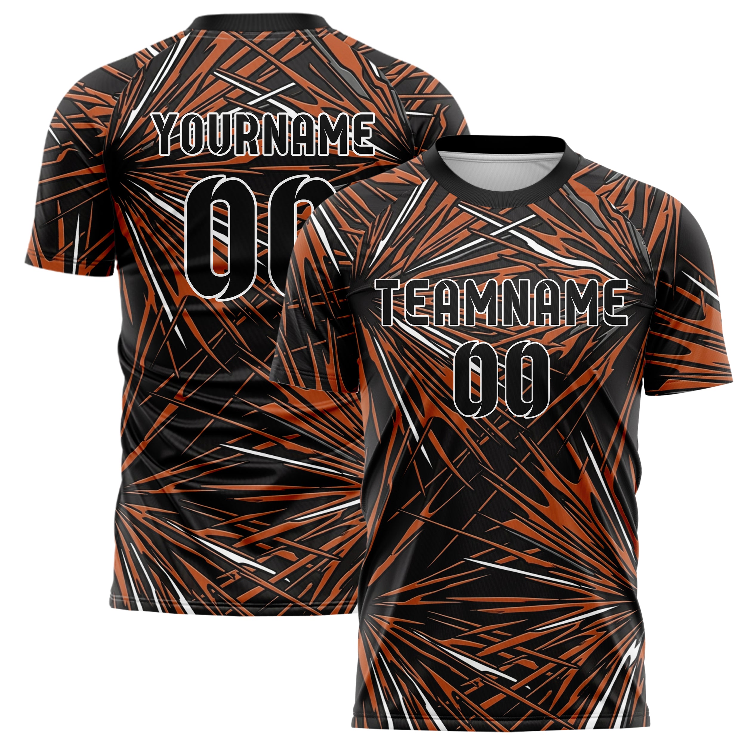Schwarz Orange Weiß Metallgrau Hitze Dunst Burnout individuelles Fußballtrikot