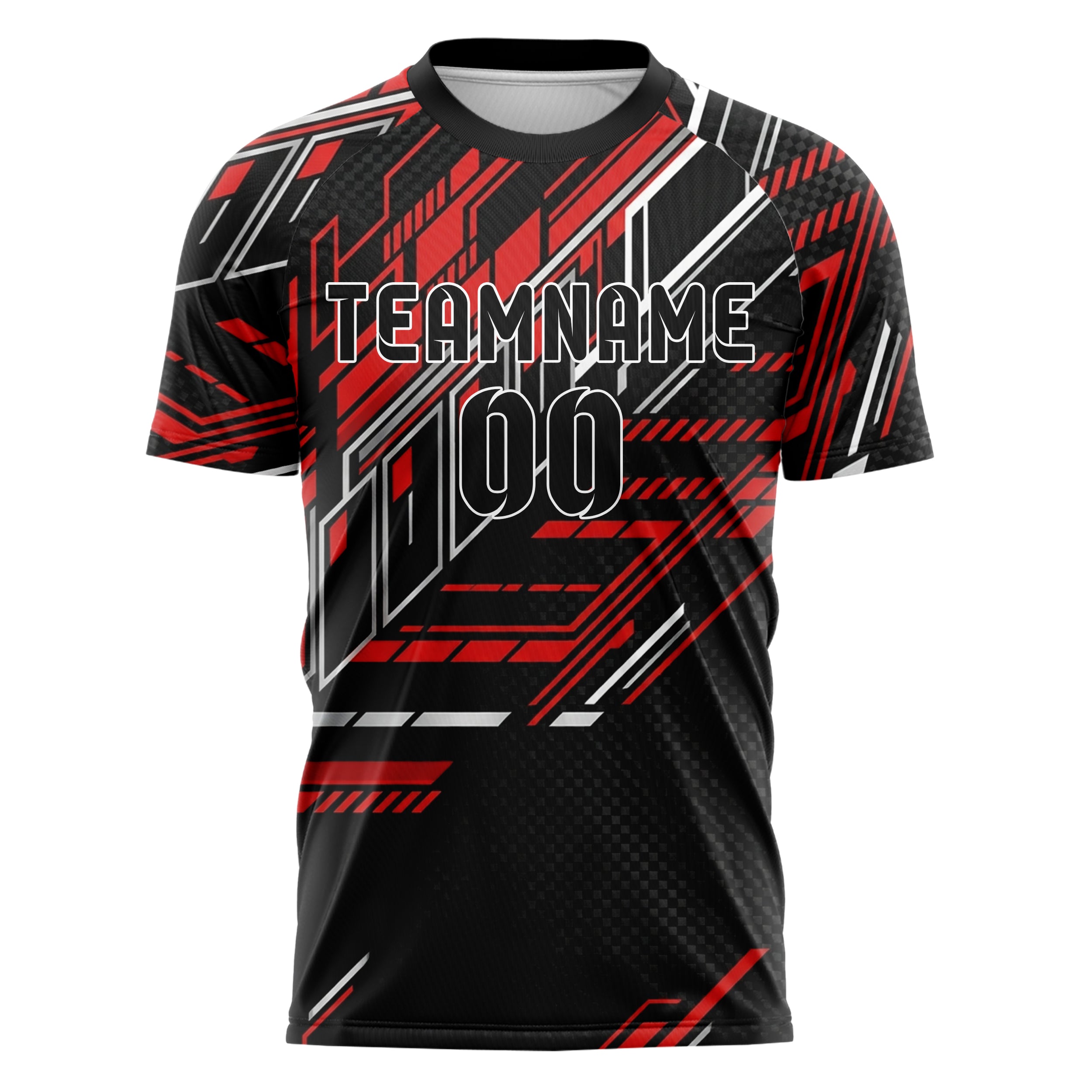 Schwarz Rot Weiß Silber Boxengasse Streifen Architektur individuelles Fußballtrikot