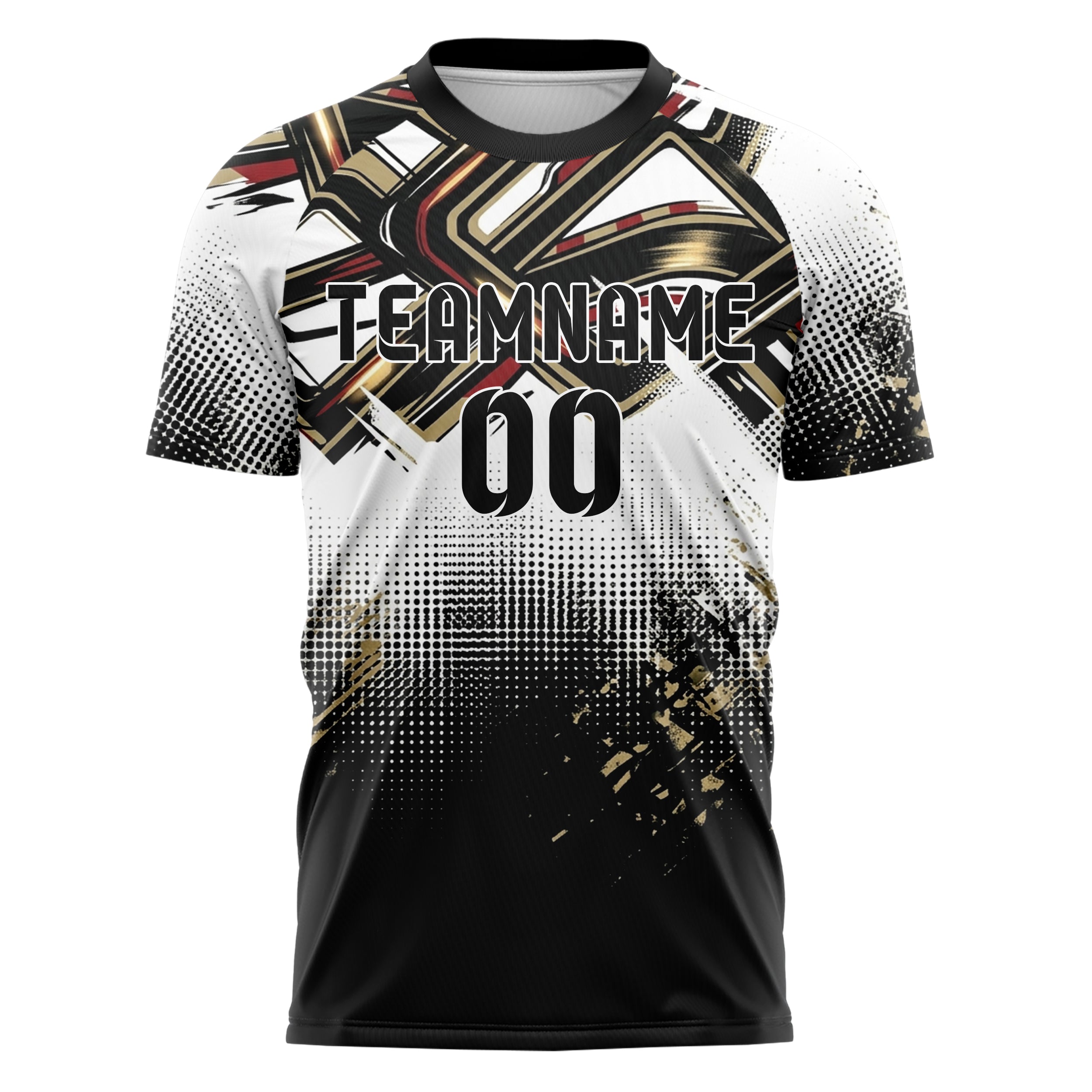Weiß Schwarz Gold Rot Nacht Schaltkreis Neon individuelles Fußballtrikot