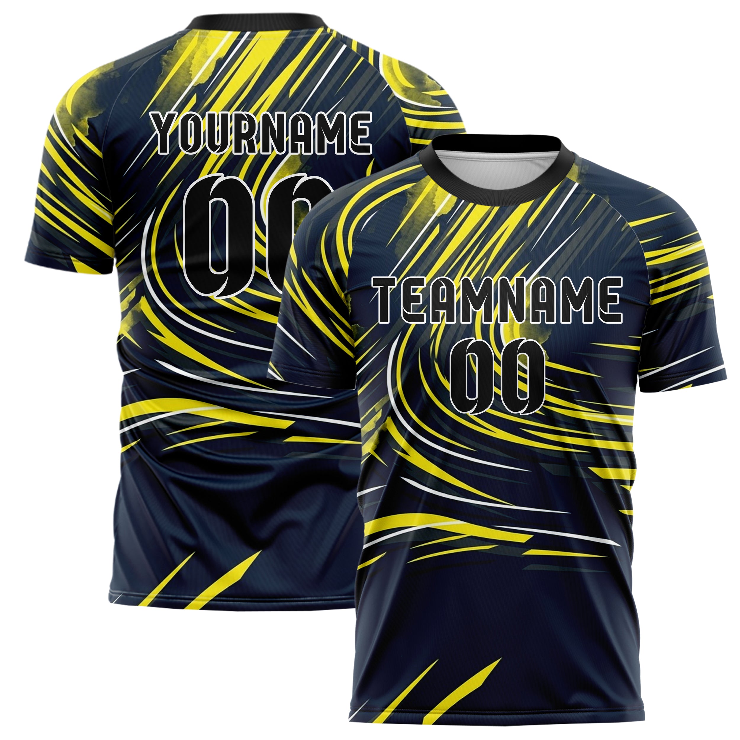 Marineblau Gelb Weiß Graphit Apex Geschwindigkeit Linien individuelles Fußballtrikot