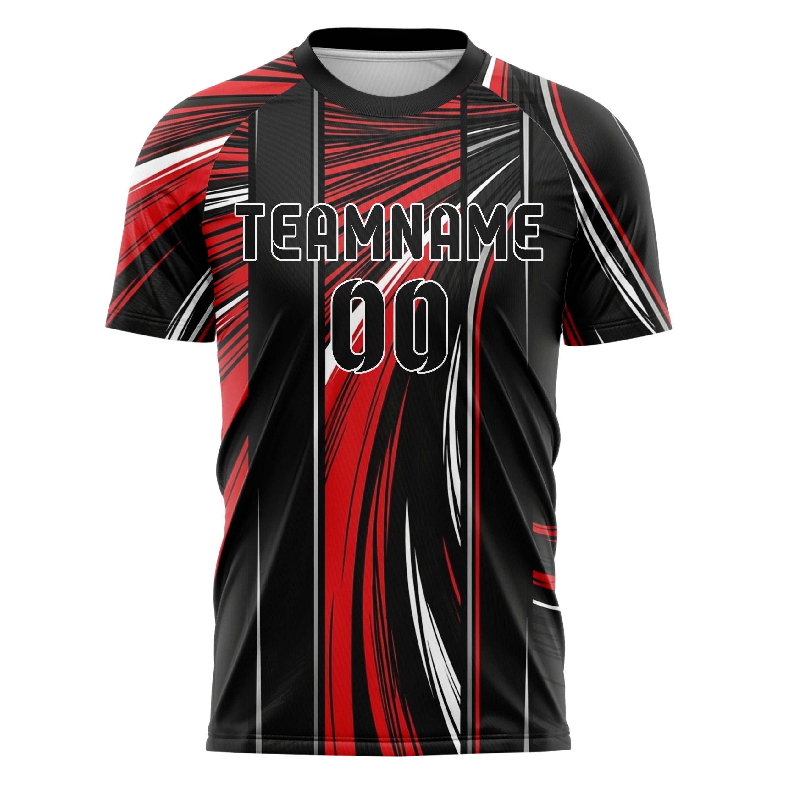 Schwarz Rot Weiß Silber Apex Geschwindigkeit Linien individuelles Fußballtrikot