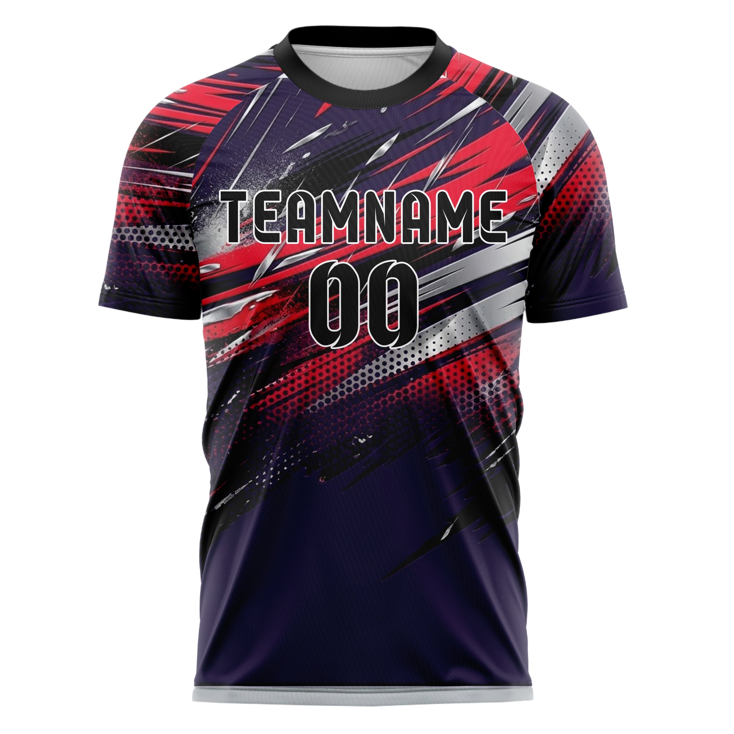 Mitternachtslila Rot Silber Schwarz Regen Rennen Spray individuelles Fußballtrikot