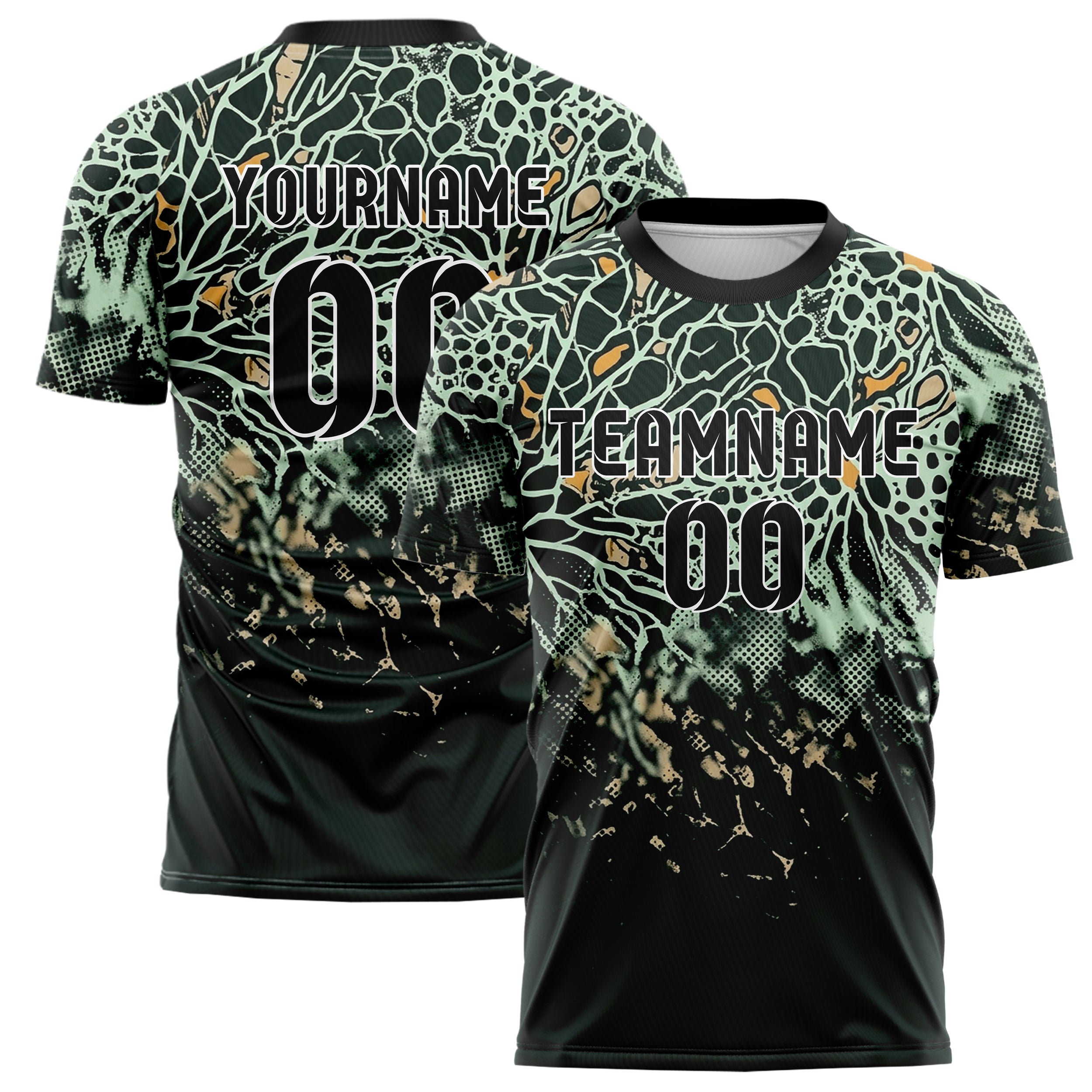Waldgrün Schwarz Mint Sand Bernstein Koralle Membran Bruch individuelles Fußballtrikot