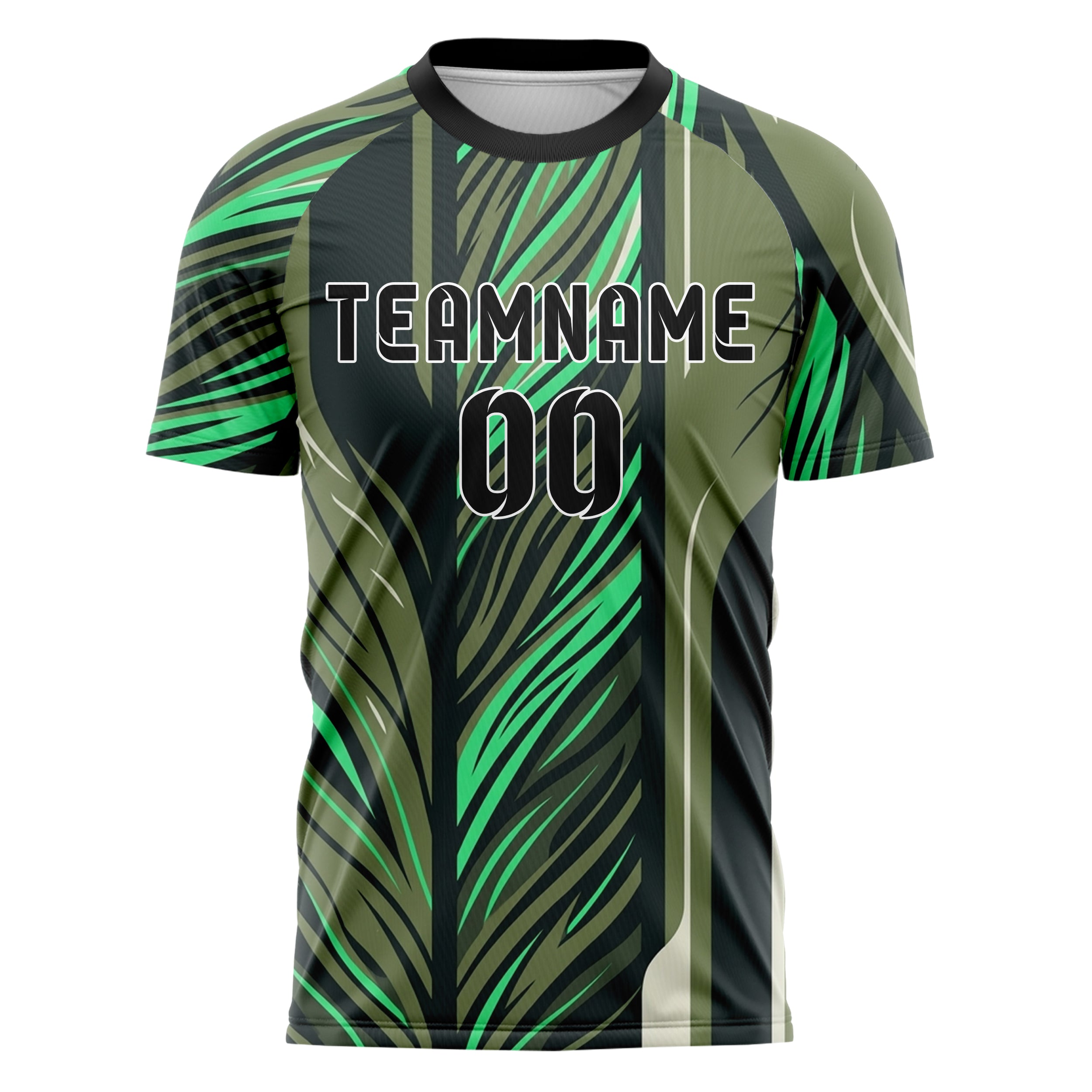 Anthrazit Olive Jade Knochenweiß Blattadern Vektor Schwung individuelles Fußballtrikot