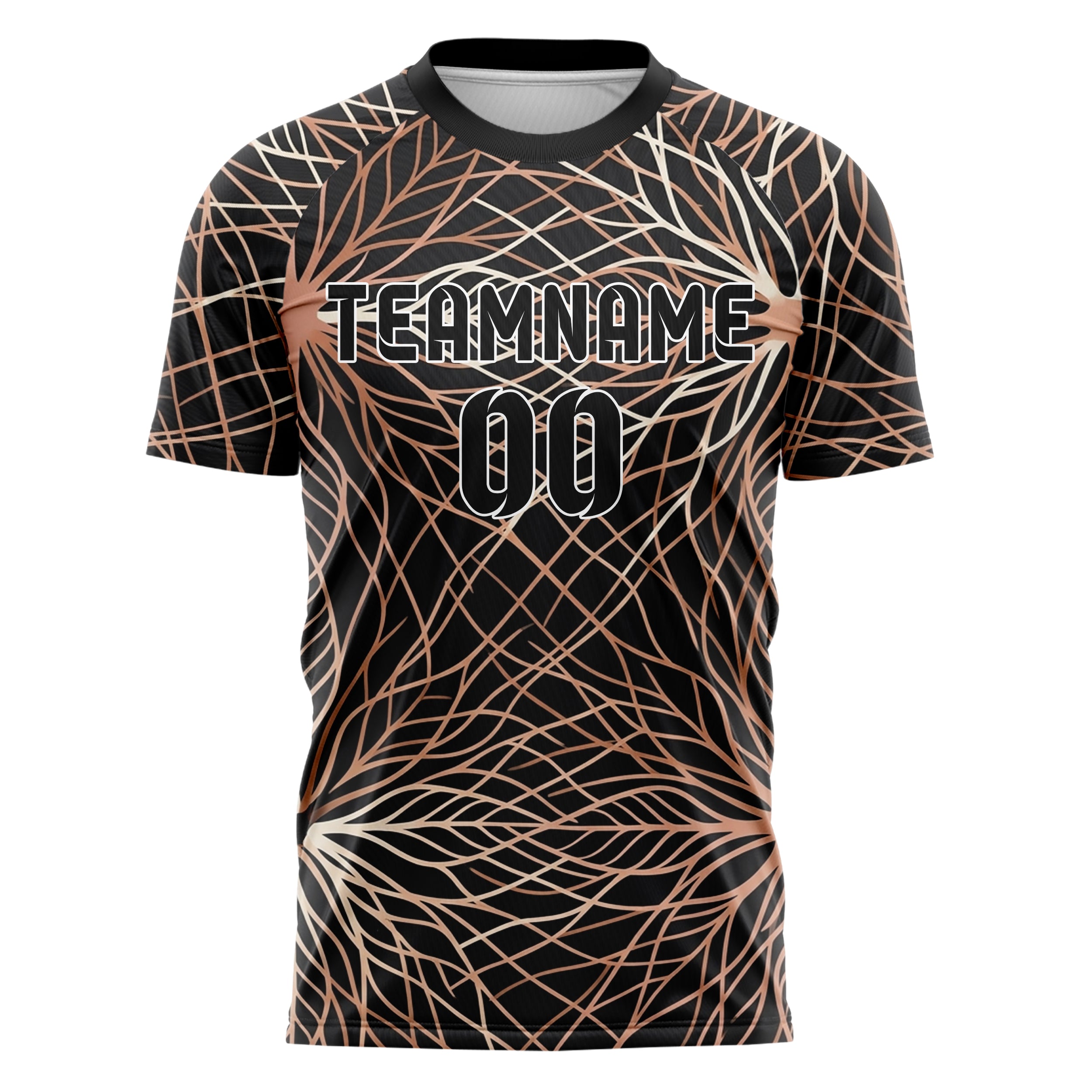 Schwarz Roségold Kupfer Knochenweiß Root Netzwerk Daten Gewebe individuelles Fußballtrikot