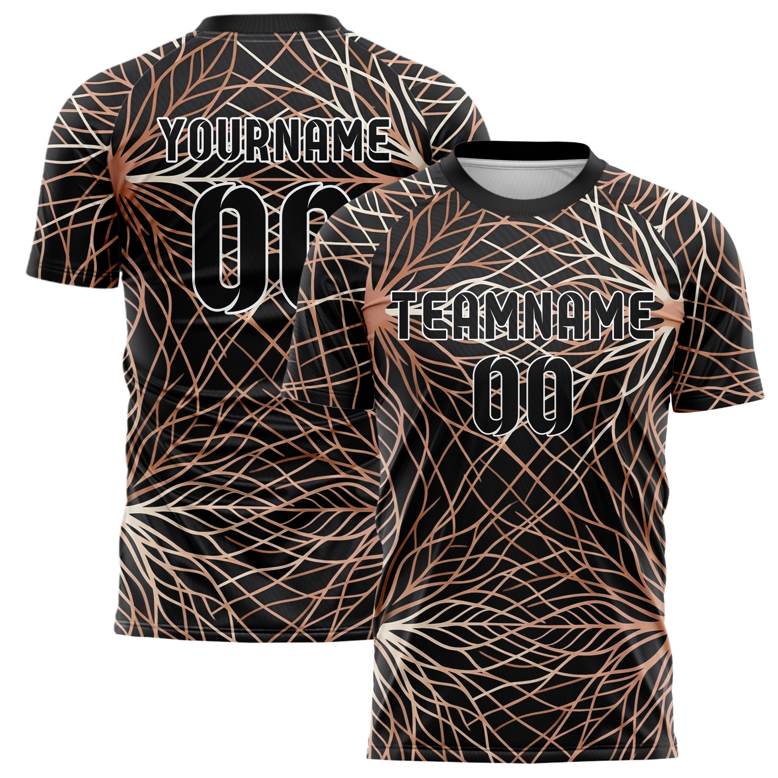 Schwarz Roségold Kupfer Knochenweiß Root Netzwerk Daten Gewebe individuelles Fußballtrikot