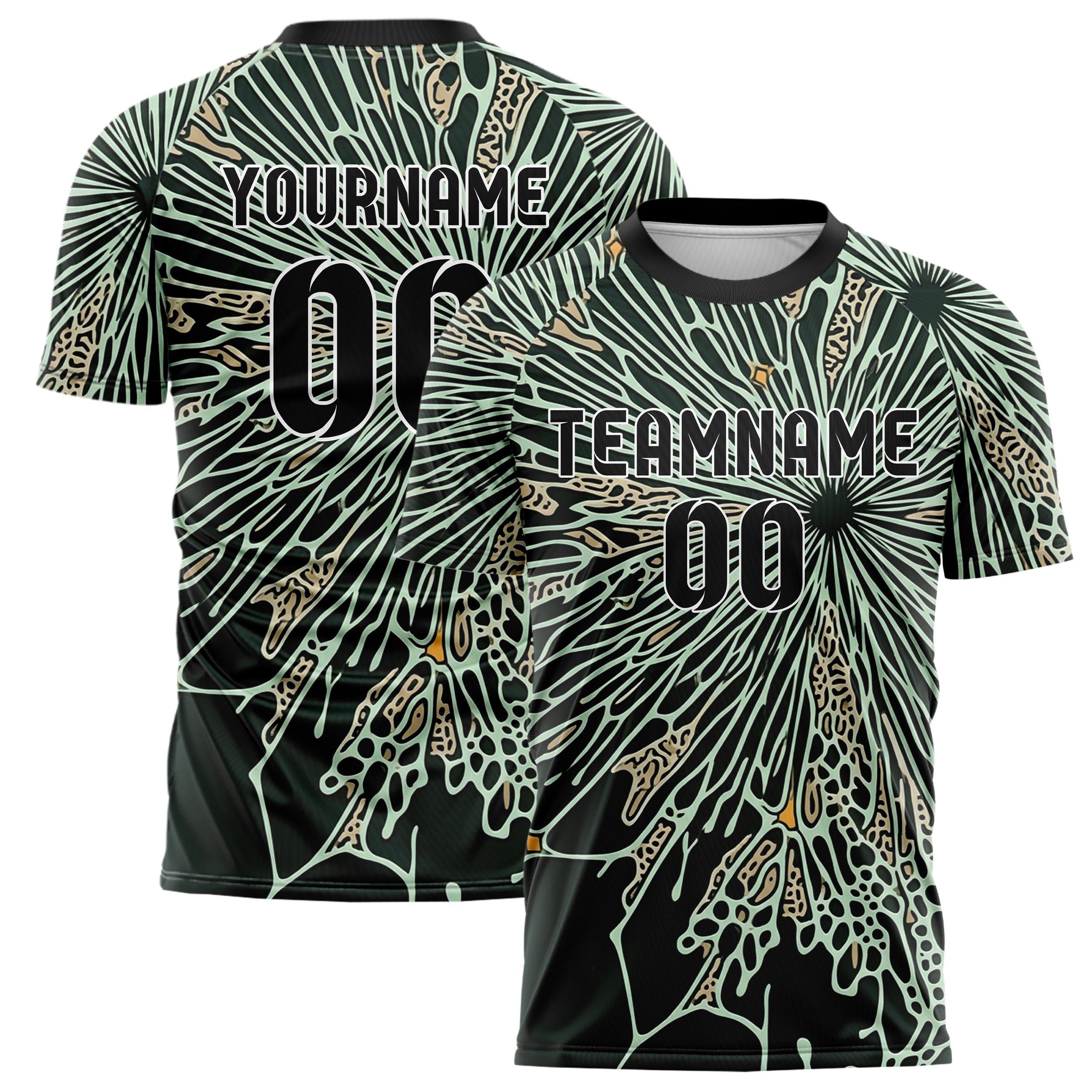 Waldgrün Schwarz Mint Sand Bernstein Koralle Membran Bruch individuelles Fußballtrikot