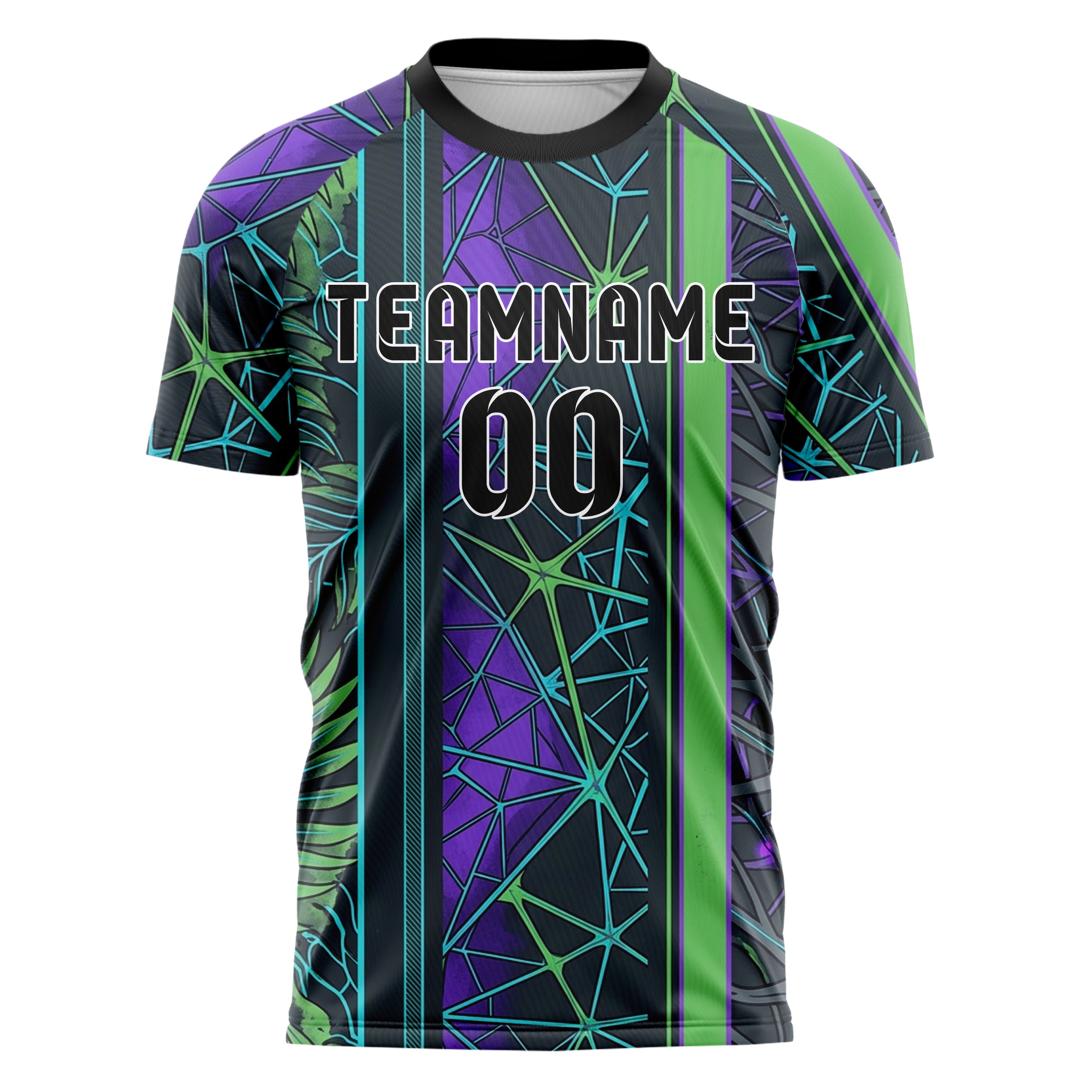 Graphit Violett Cyan Grün biomechanisch Blätterdach Raster individuelles Fußballtrikot