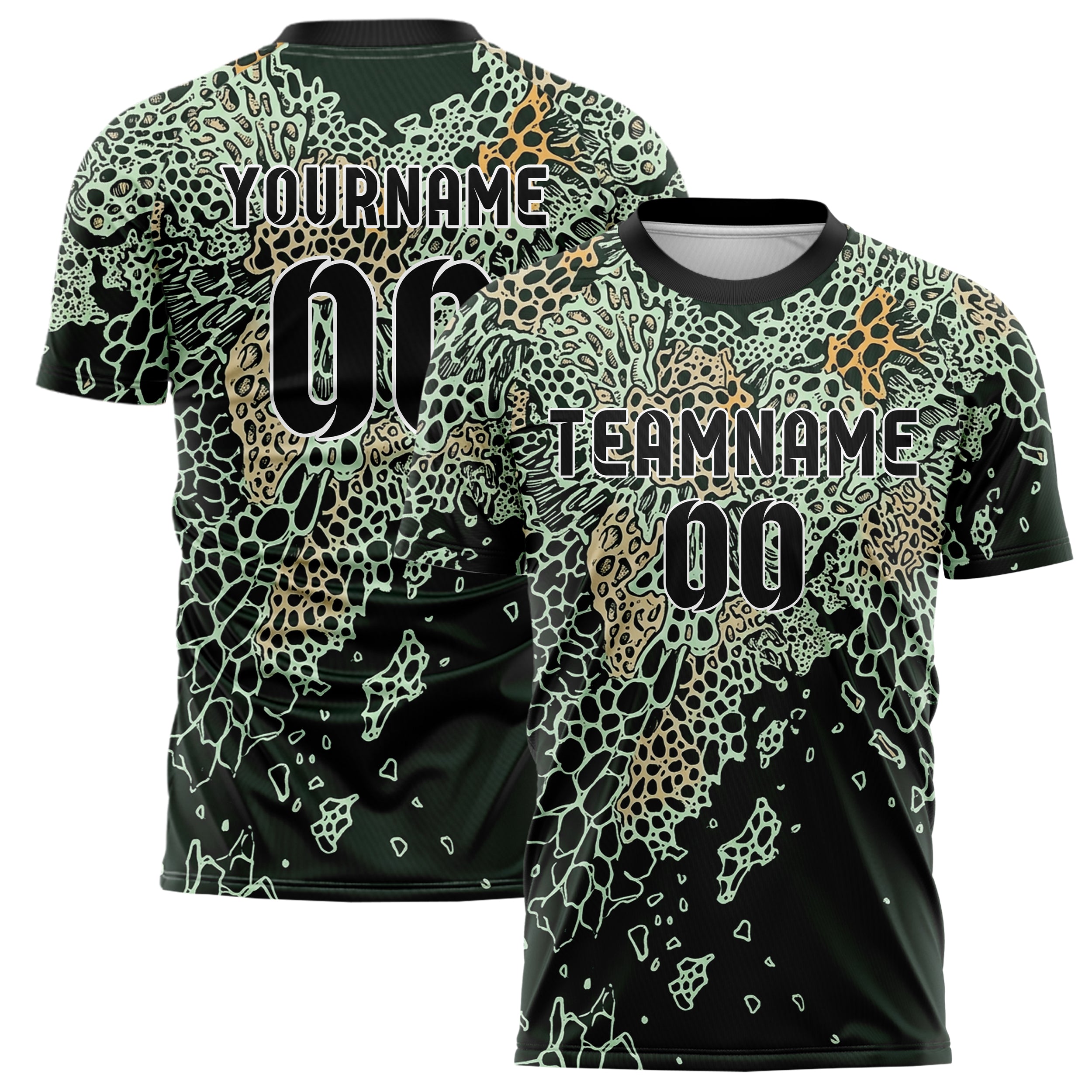 Waldgrün Schwarz Mint Sand Bernstein Koralle Membran Bruch individuelles Fußballtrikot