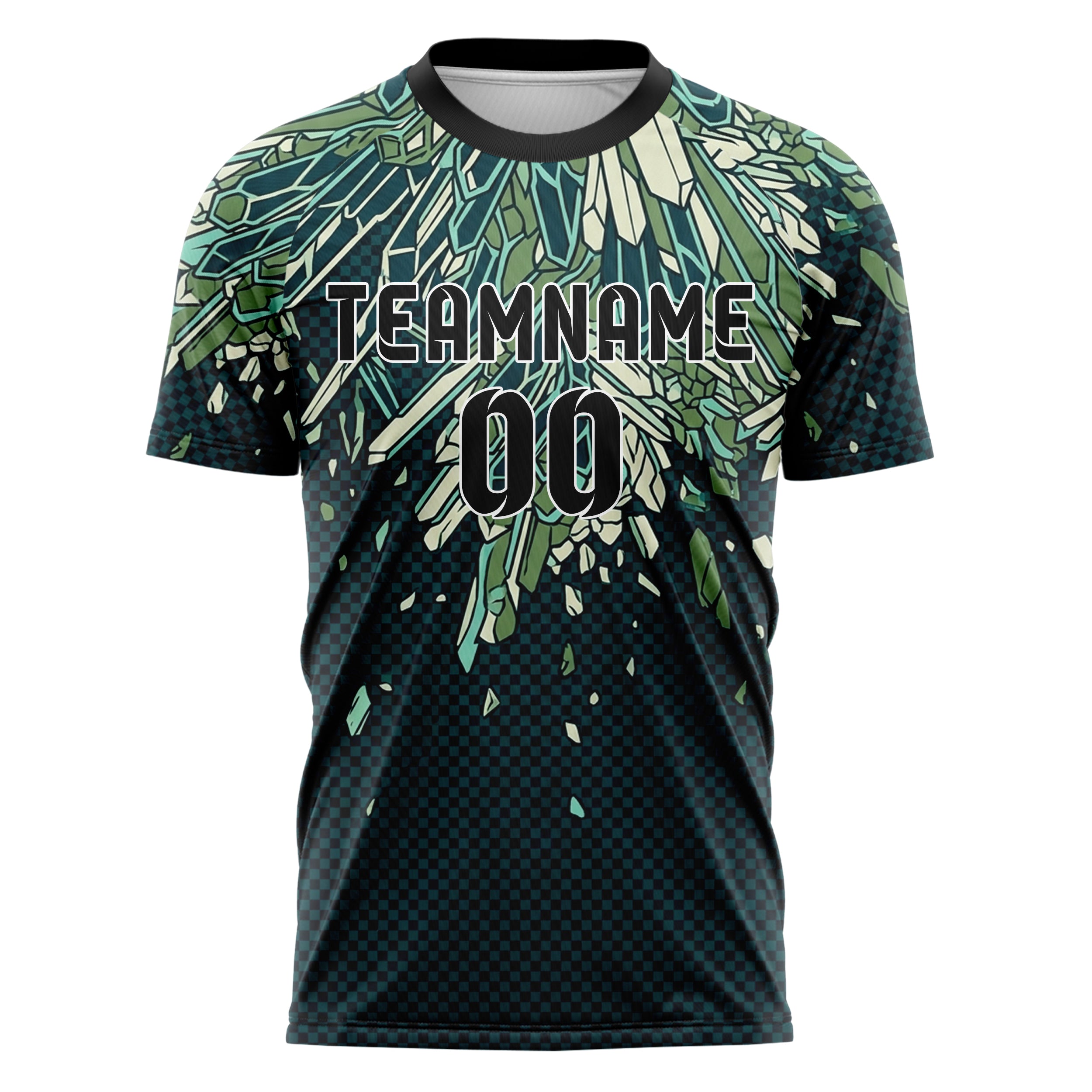 Mitternachtspetrol Aqua Moosgrün Creme Mineral Wachstum Gitter individuelles Fußballtrikot