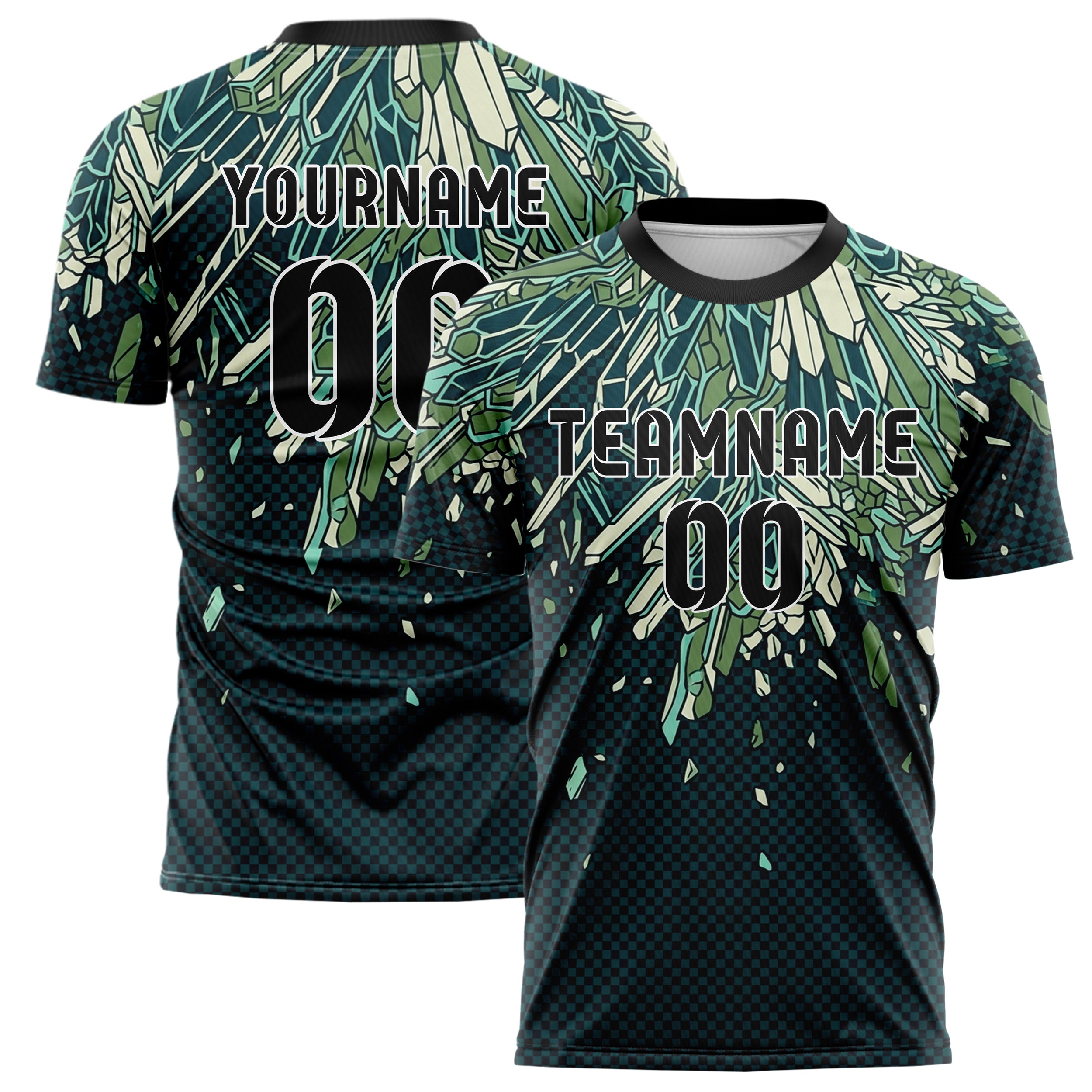 Mitternachtspetrol Aqua Moosgrün Creme Mineral Wachstum Gitter individuelles Fußballtrikot