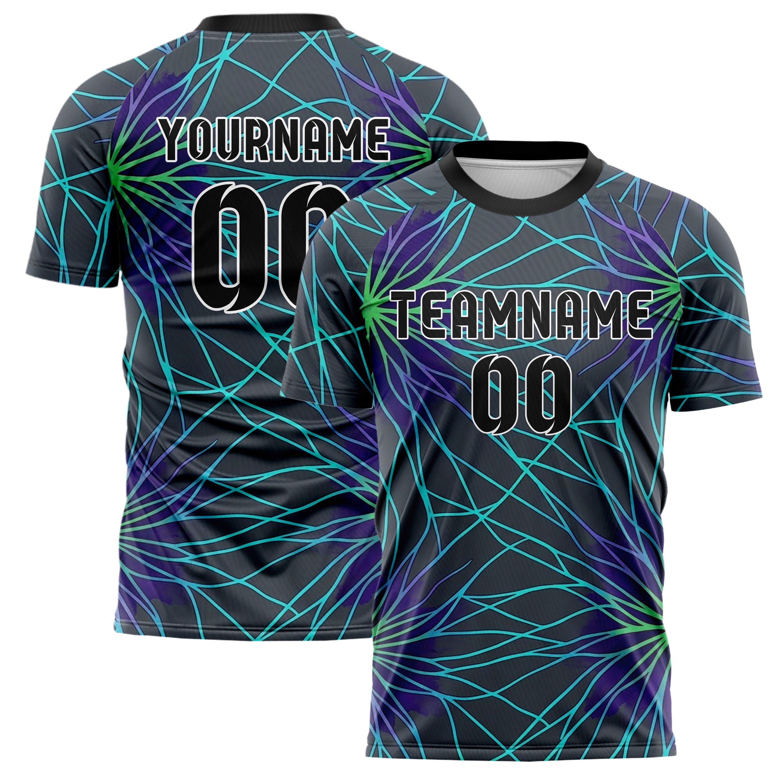 Graphit Violett Cyan Grün Myzel Signal Karte individuelles Fußballtrikot