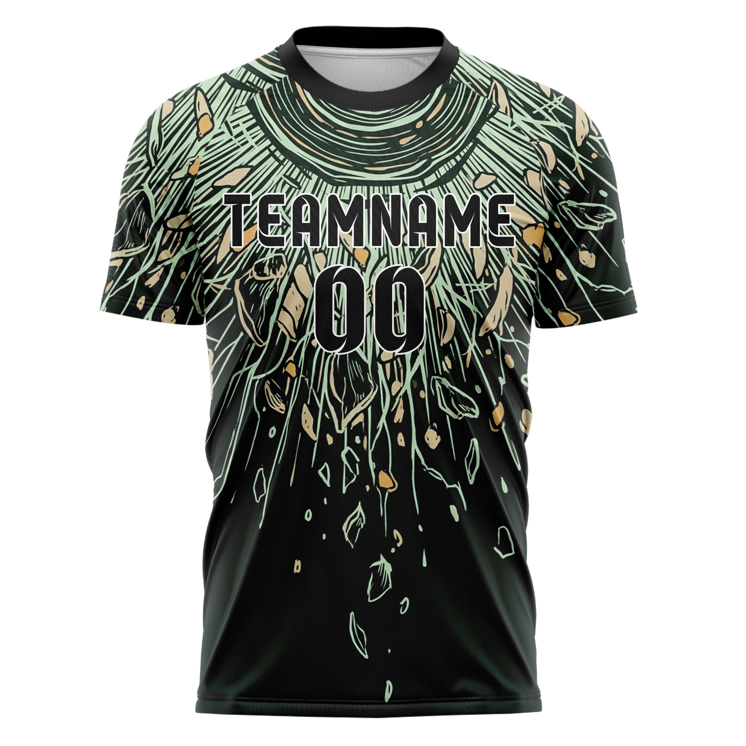 Waldgrün Schwarz Mint Sand Bernstein Samenkern Explosion individuelles Fußballtrikot