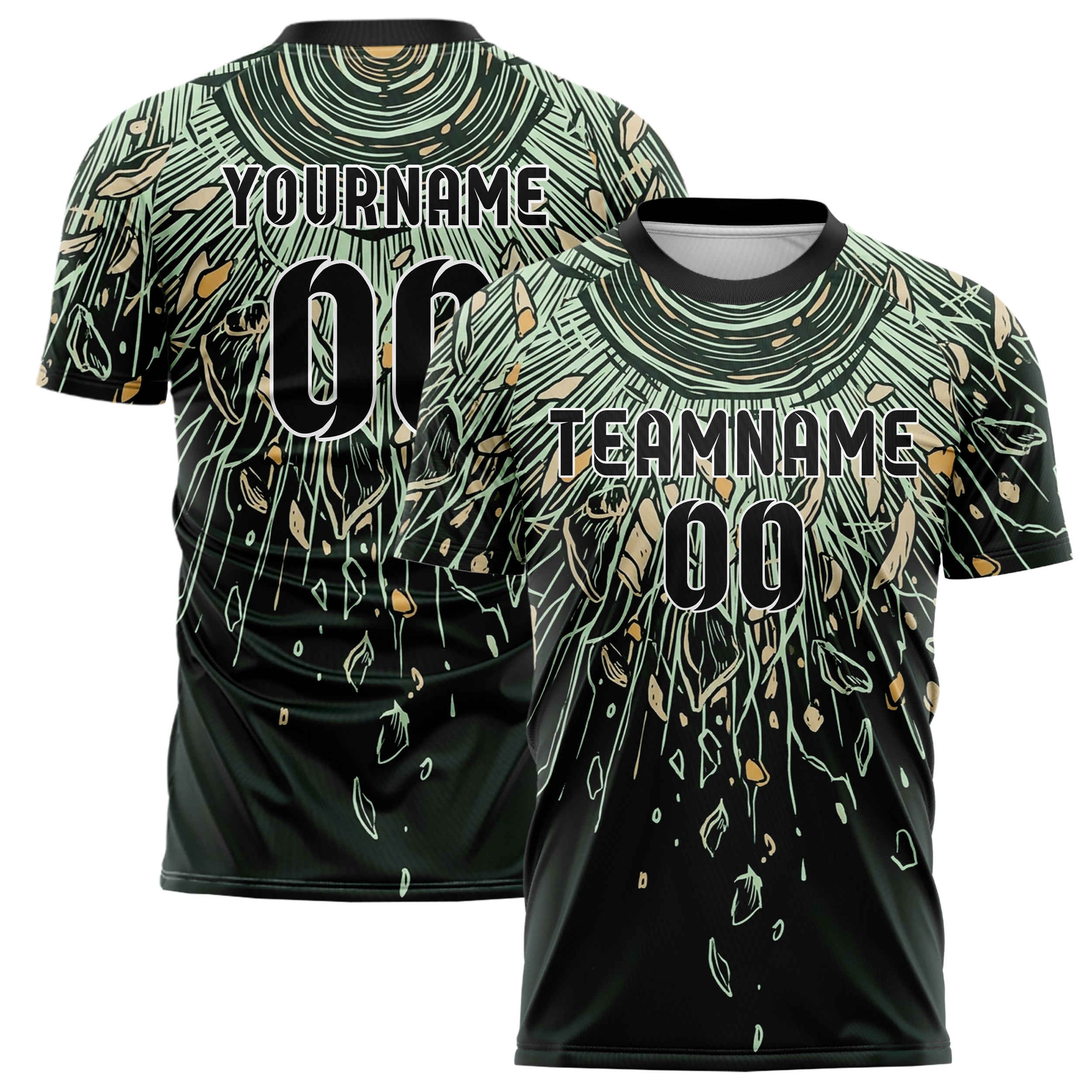 Waldgrün Schwarz Mint Sand Bernstein Samenkern Explosion individuelles Fußballtrikot