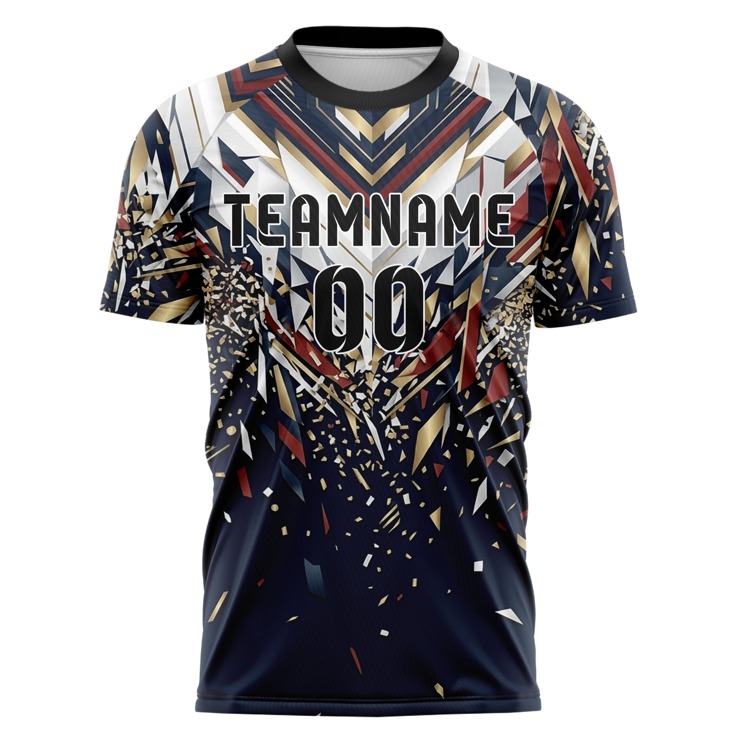 Marineblau Weiß Rot Gold Regatta Streifen Navigation individuelles Fußballtrikot