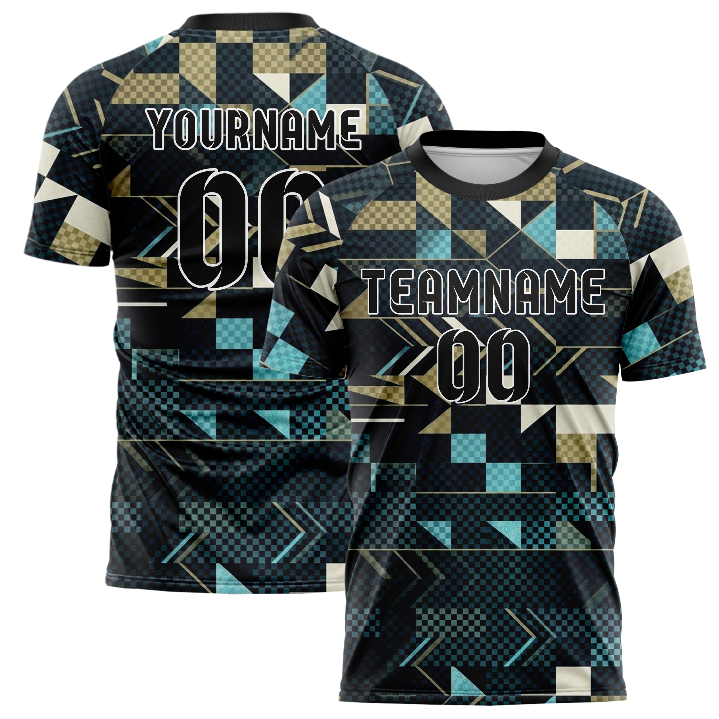 Mitternacht Gold Elfenbein Cyan Signal Flagge Panels individuelles Fußballtrikot