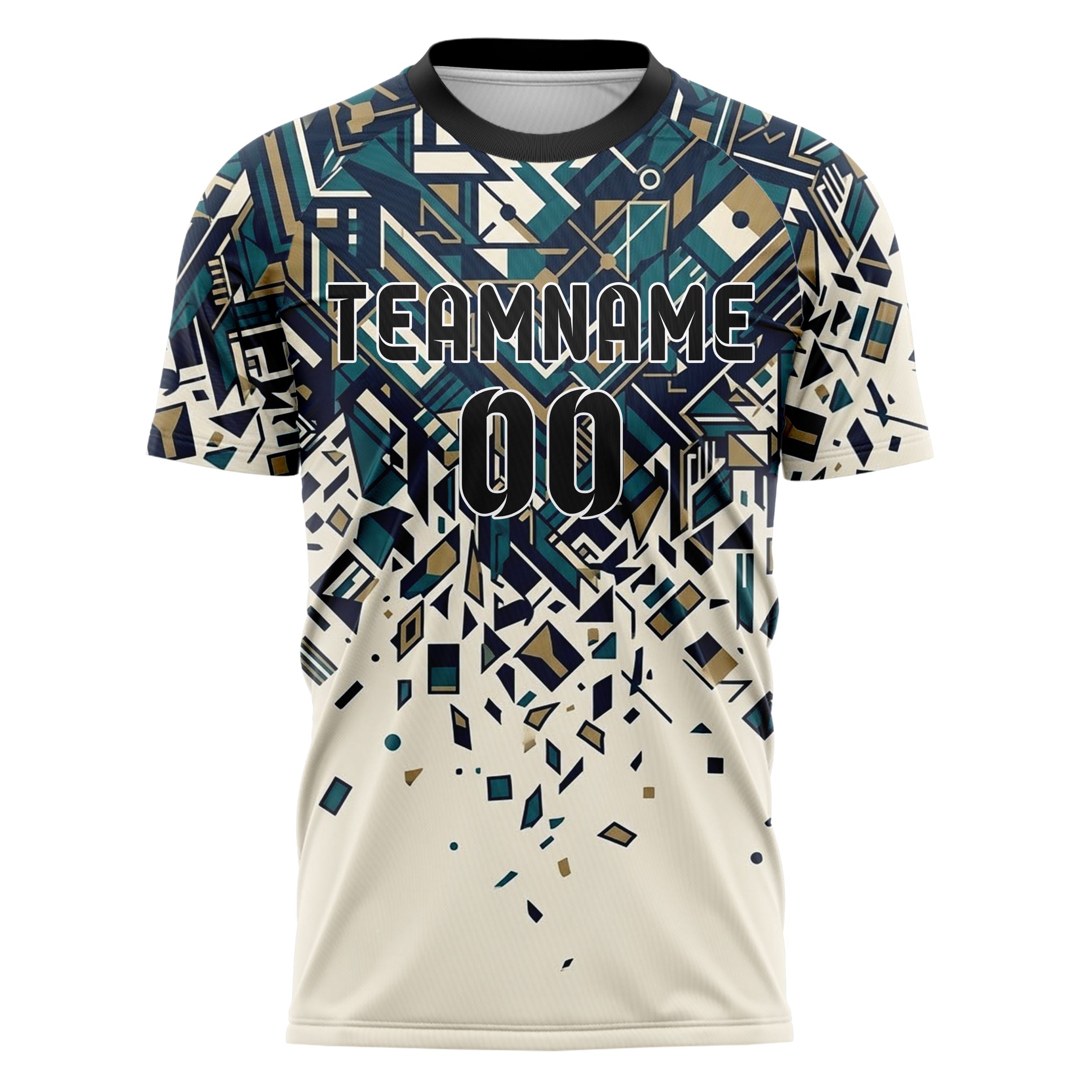 Creme Marineblau Petrol Messing Regatta Streifen Navigation individuelles Fußballtrikot