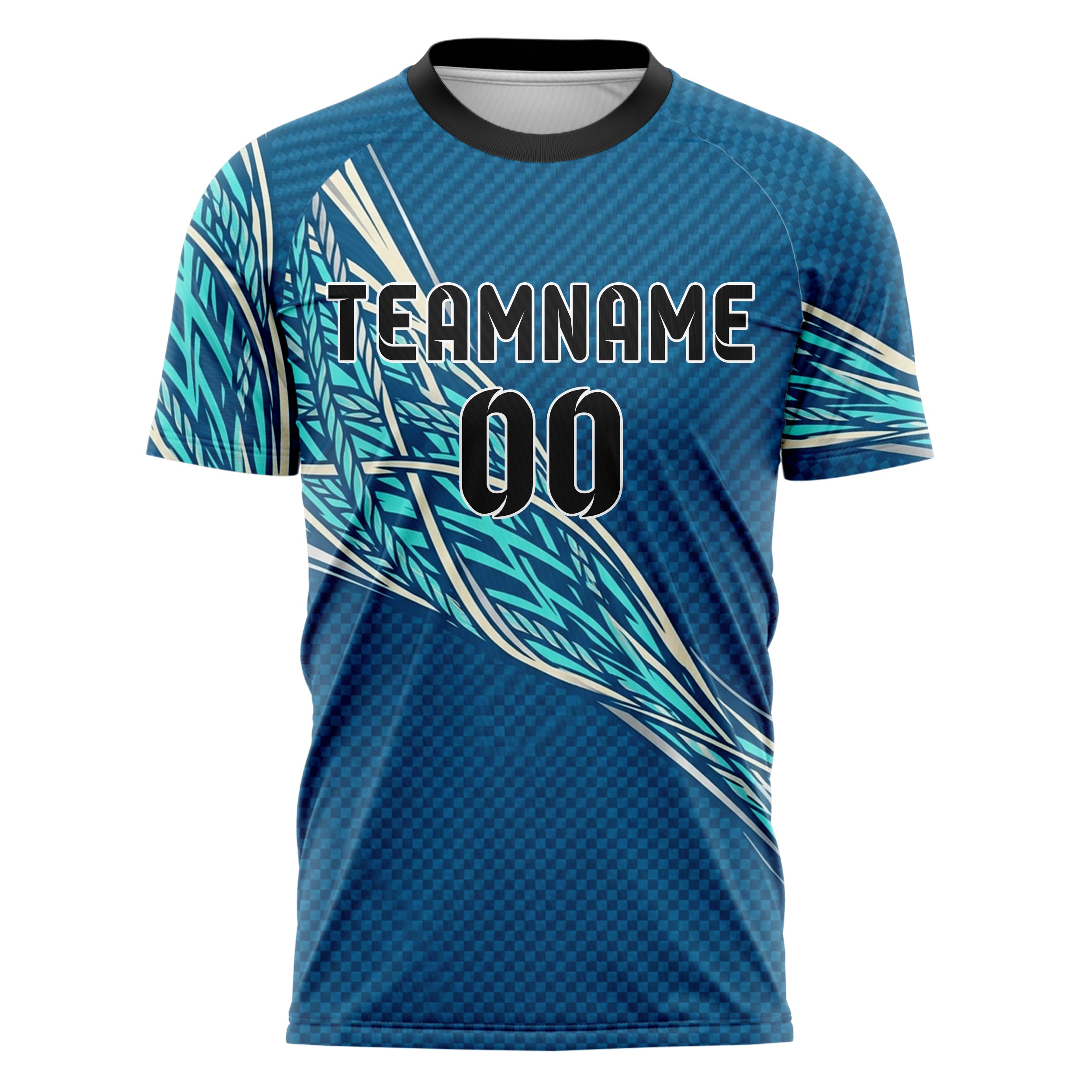 Ozeanblau Aqua Creme Silber Seil Spannung Gitter individuelles Fußballtrikot