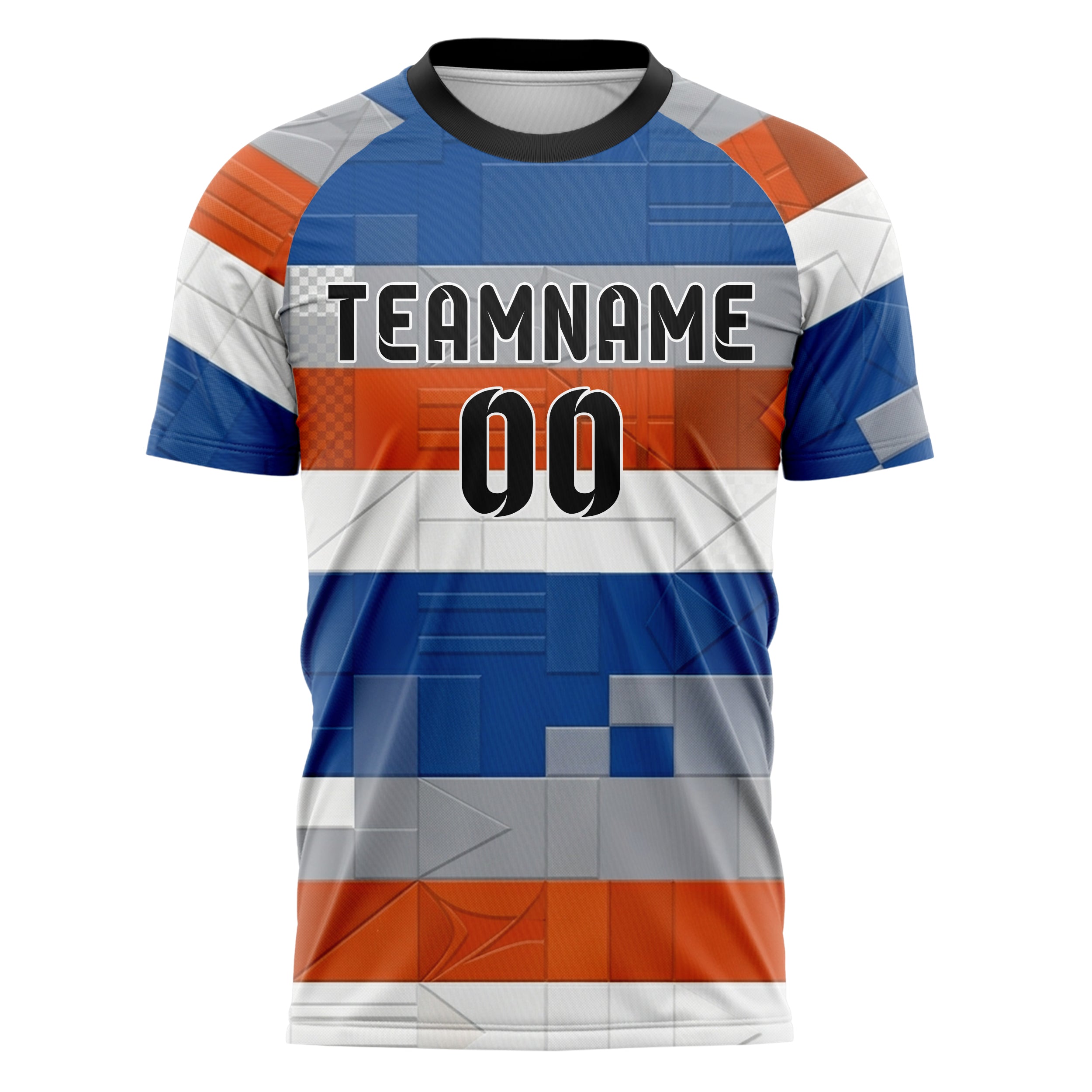 Kobaltblau Orange Weiß Grau Signal Flagge Panels individuelles Fußballtrikot