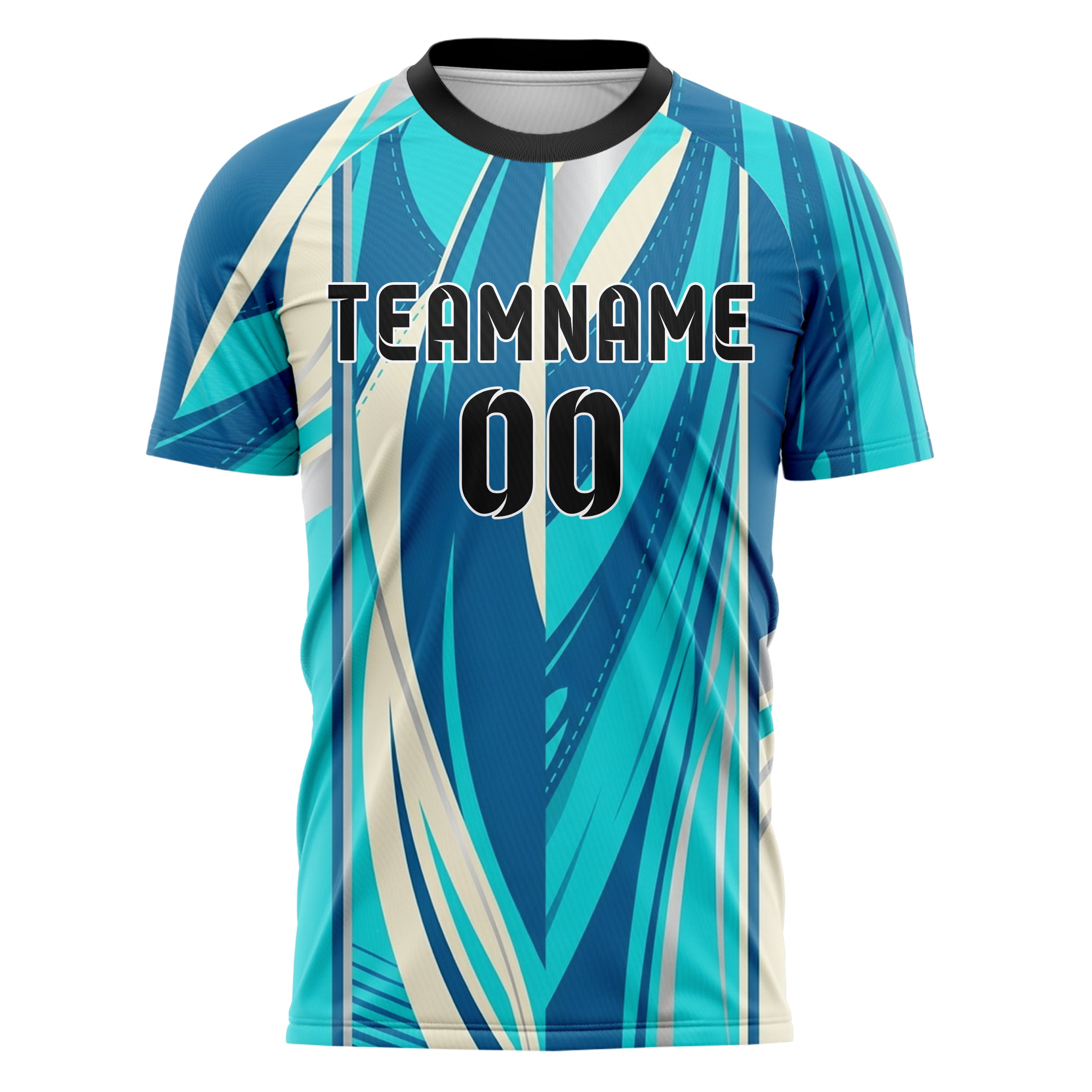 Ozeanblau Aqua Creme Silber Segeltuch Naht Schwung individuelles Fußballtrikot