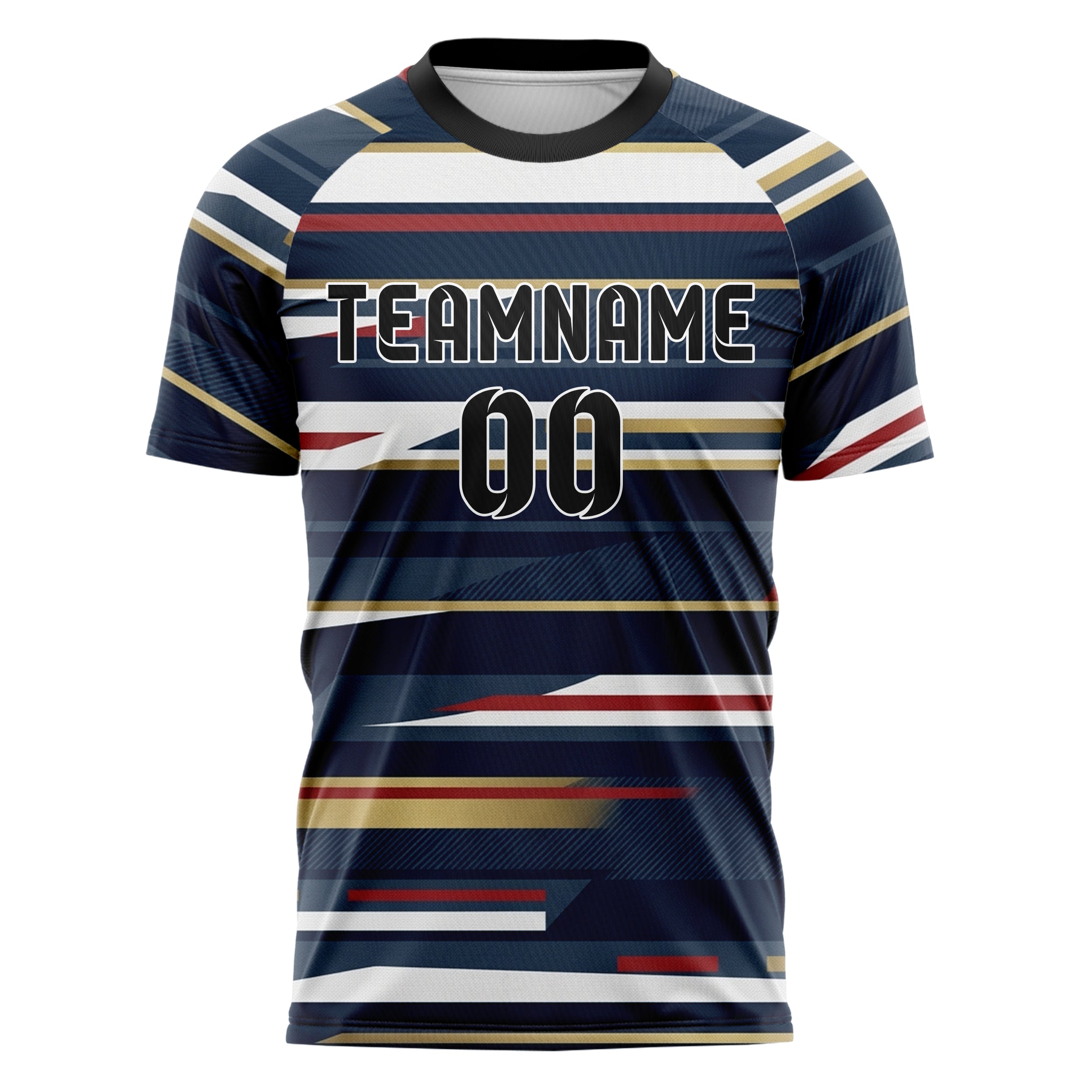 Marineblau Weiß Rot Gold Yachtclub Wappen Bänder individuelles Fußballtrikot