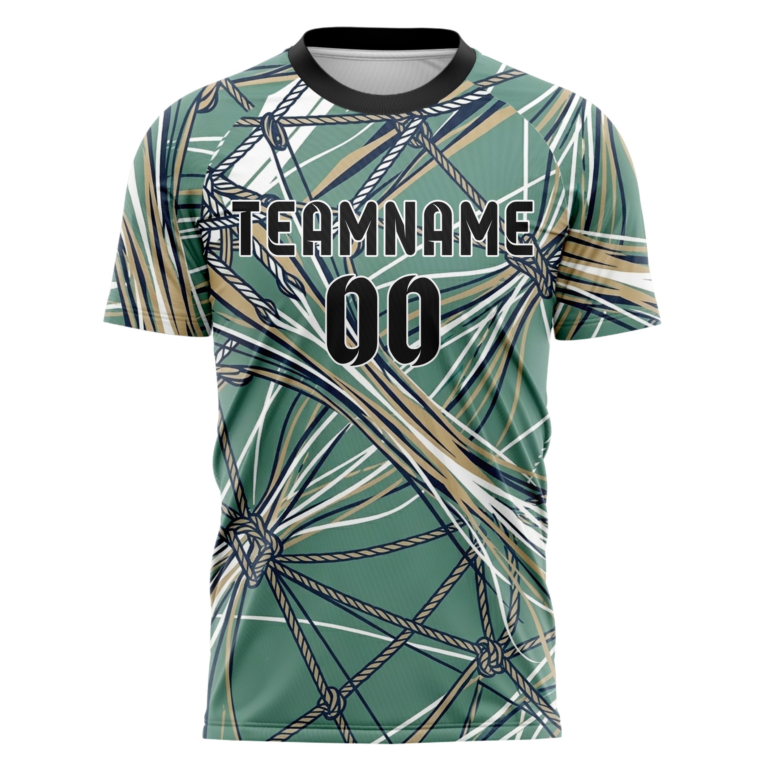 Seegrün Weiß Marineblau Sand Seil Spannung Gitter individuelles Fußballtrikot