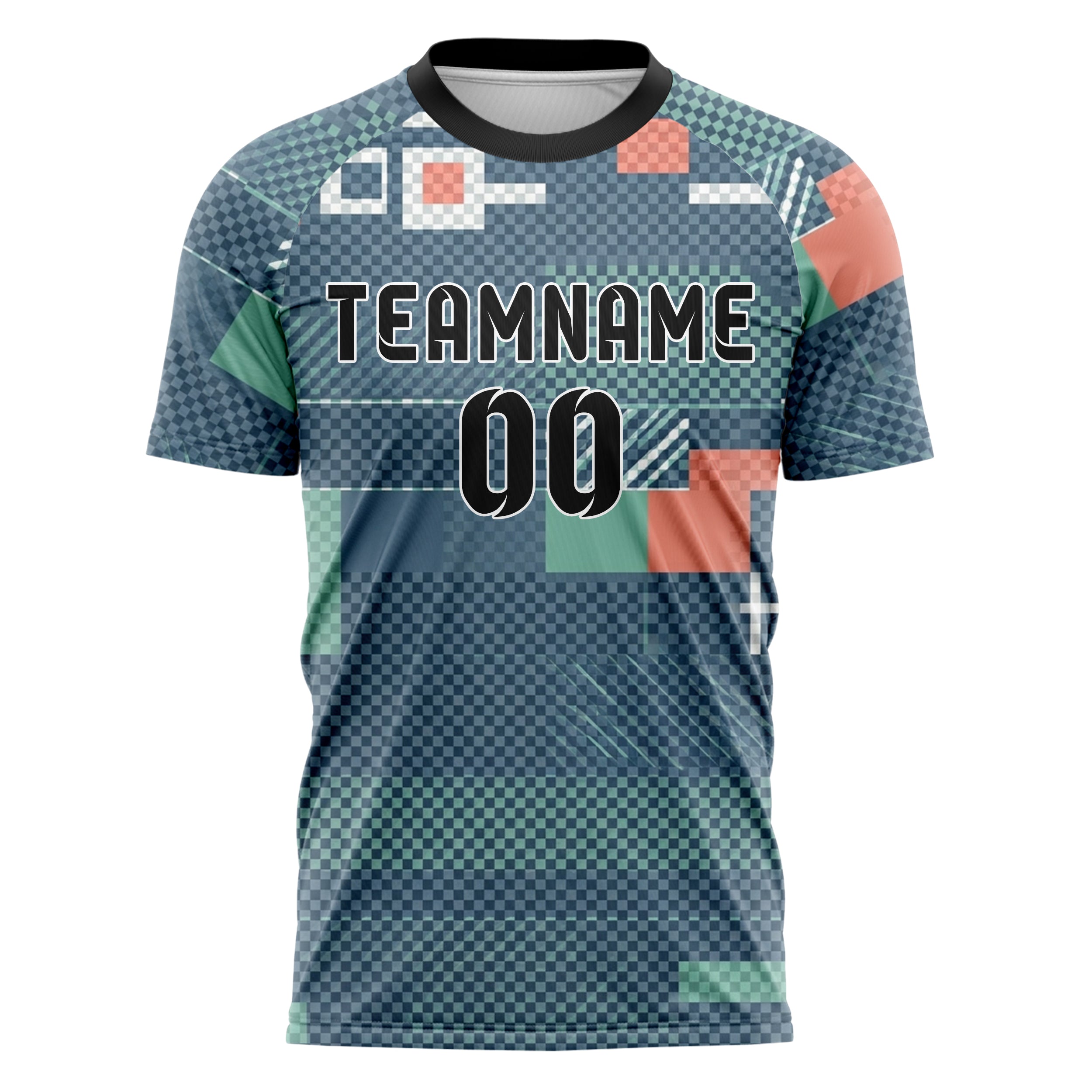 Schieferblau Weiß Meerschaum Koralle Signal Flagge Panels individuelles Fußballtrikot